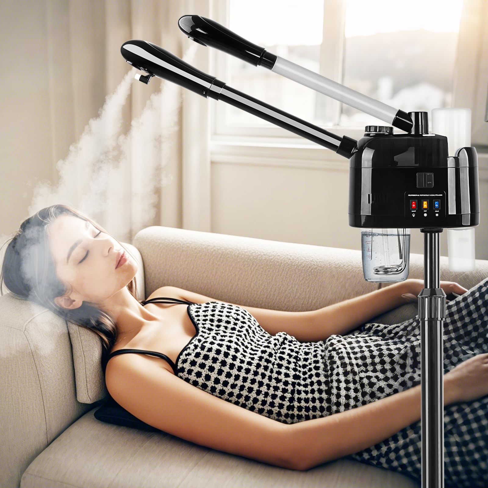 Professional Hot & Cold Facial Steamer for Estheticians - Portable Wheeled Facial Steamer Machine for Deep Pore Cleansing & Spa Treatments - Perfect for Salon, Spa & Home Skincare Use