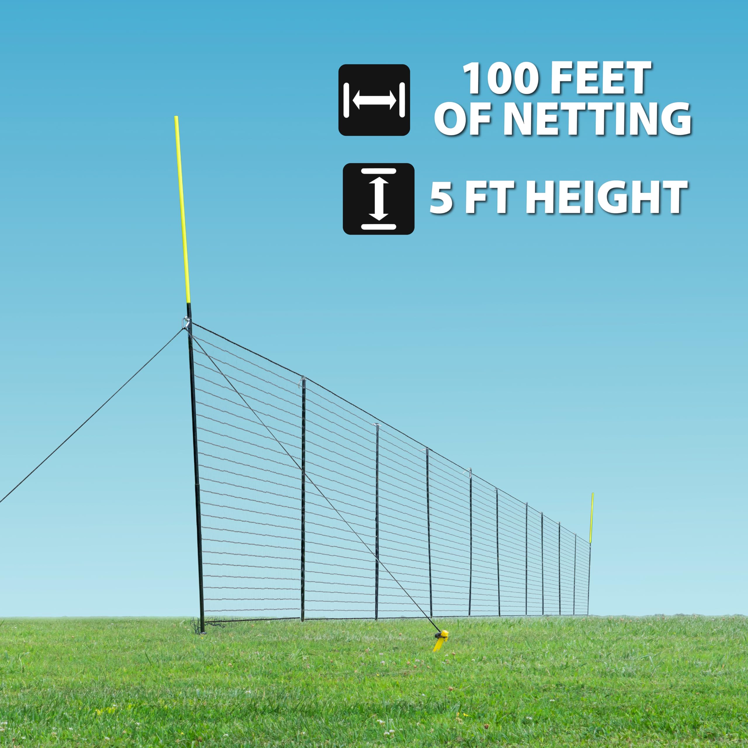 100 FT x 5 FT Tall Baseball Fence with Foul Poles - Durable Backstop Netting for Baseball, Softball & Mini Baseball Practice | Perfect for Backyard, Field & Training Facility