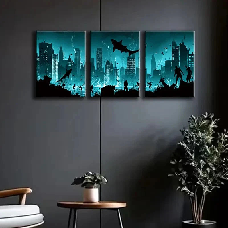 3-Piece Ocean Blue Dark Wall Art Set - Framed Canvas 40x60cm | High Quality Print | 100% Australian Made | Ready to Hang | Perfect for Living Room, Bedroom & Office Decor