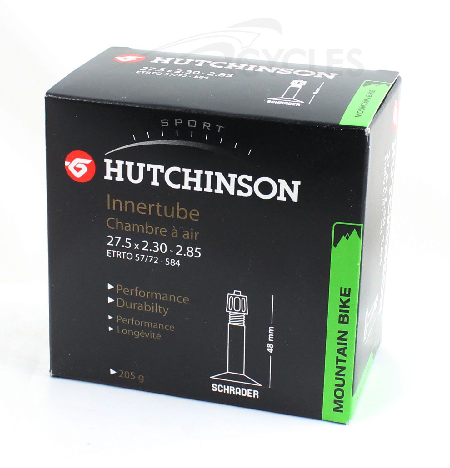 Hutchinson Standard Butyl Schrader Valve 48mm Bike Inner Tube - Durable Replacement for Road & Mountain Bikes - Perfect for Commuting, Racing & Off-Road Cycling