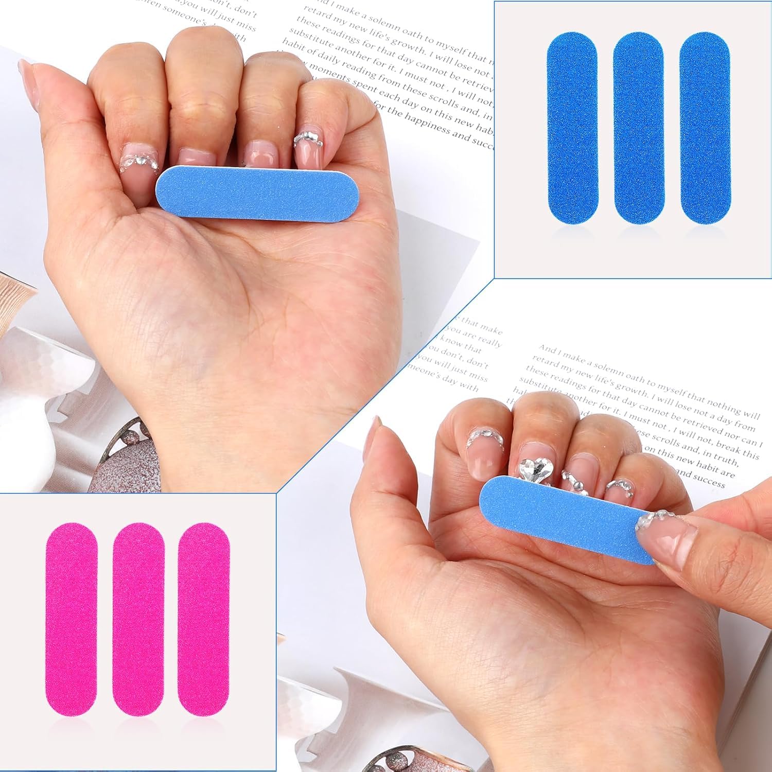 50 Packs Disposable Double Sided Mini Nail Files & Buffers - Travel Size Emery Boards for Natural Nails - Professional & Home Manicure Tools (Pink & Blue) - Perfect for Travel, Salon Use & DIY Nail Care