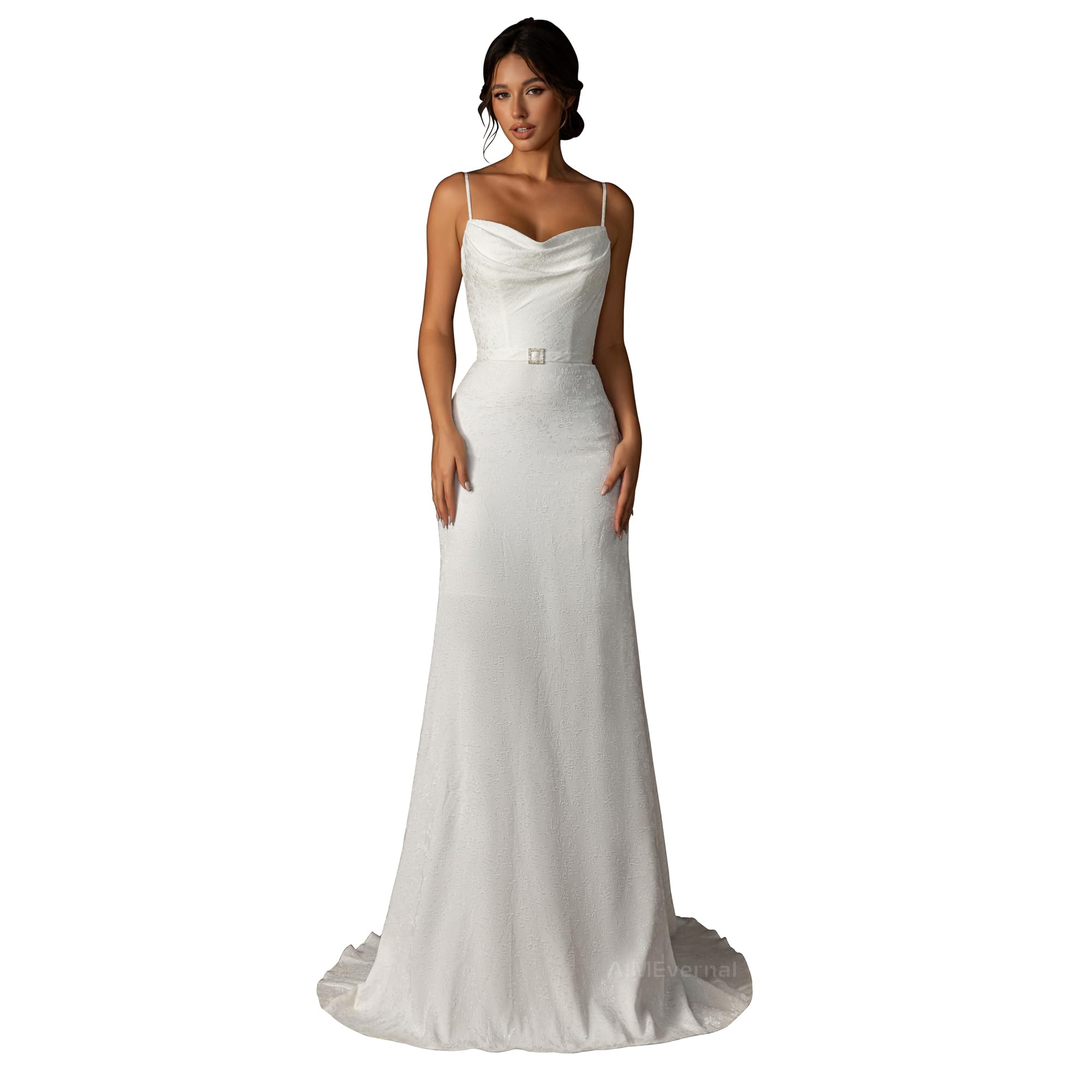 Elegant Lightweight Jacquard Wedding Dress for Women - Simple Halter Strap Bridal Gown | Perfect for Beach, Garden & Outdoor Wedding Ceremonies