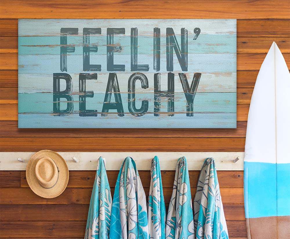 24x48 Wood Style Look Stretched Canvas Print - Coastal Beach Wall Art for Home Decor | Nautical Themed Living Room, Bedroom & Outdoor Beach Display | Perfect for Beach Houses, Summer Parties & Ocean Inspired Interiors