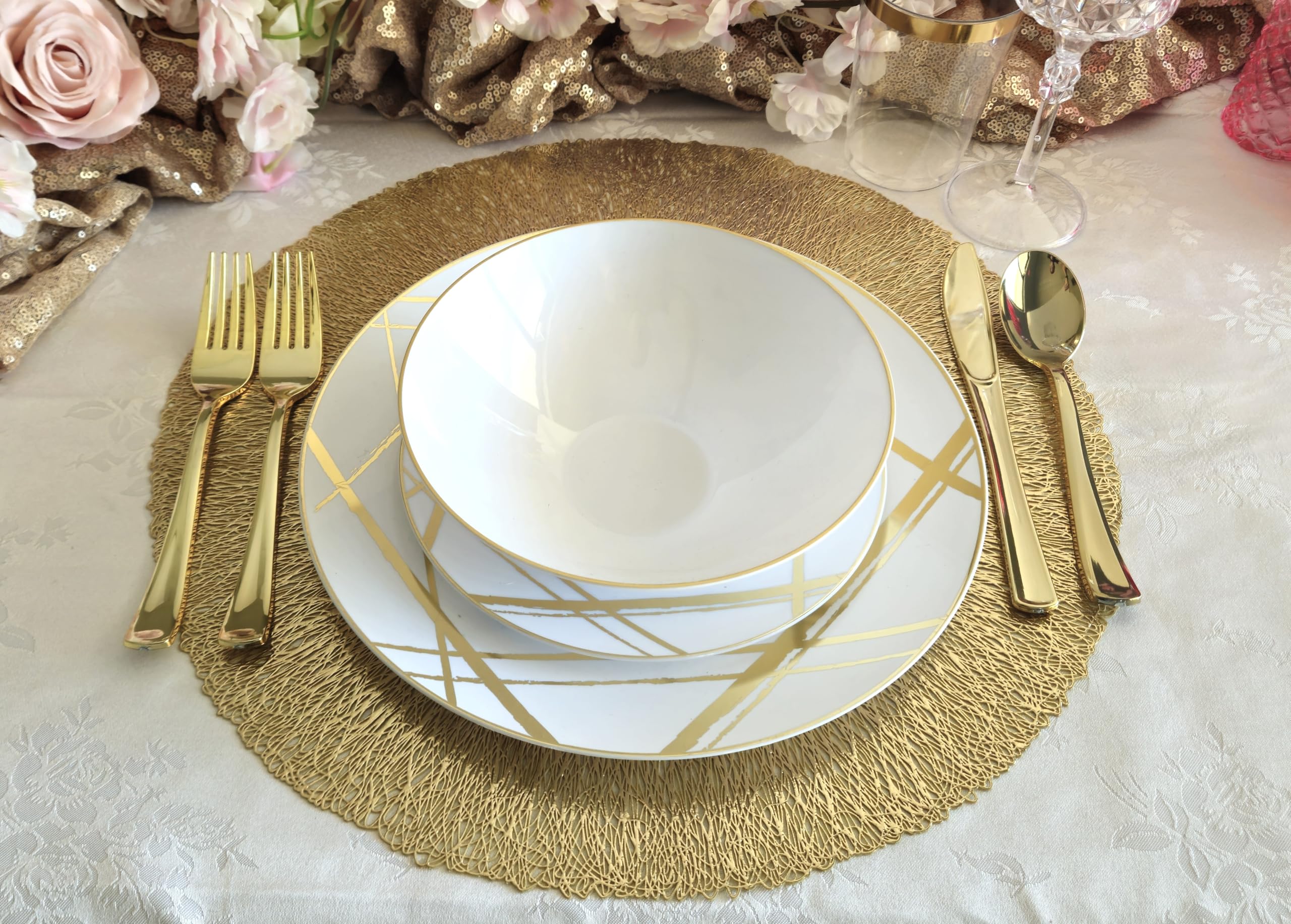 40-Pack Disposable Plastic Plates for Weddings & Parties - 10.25
