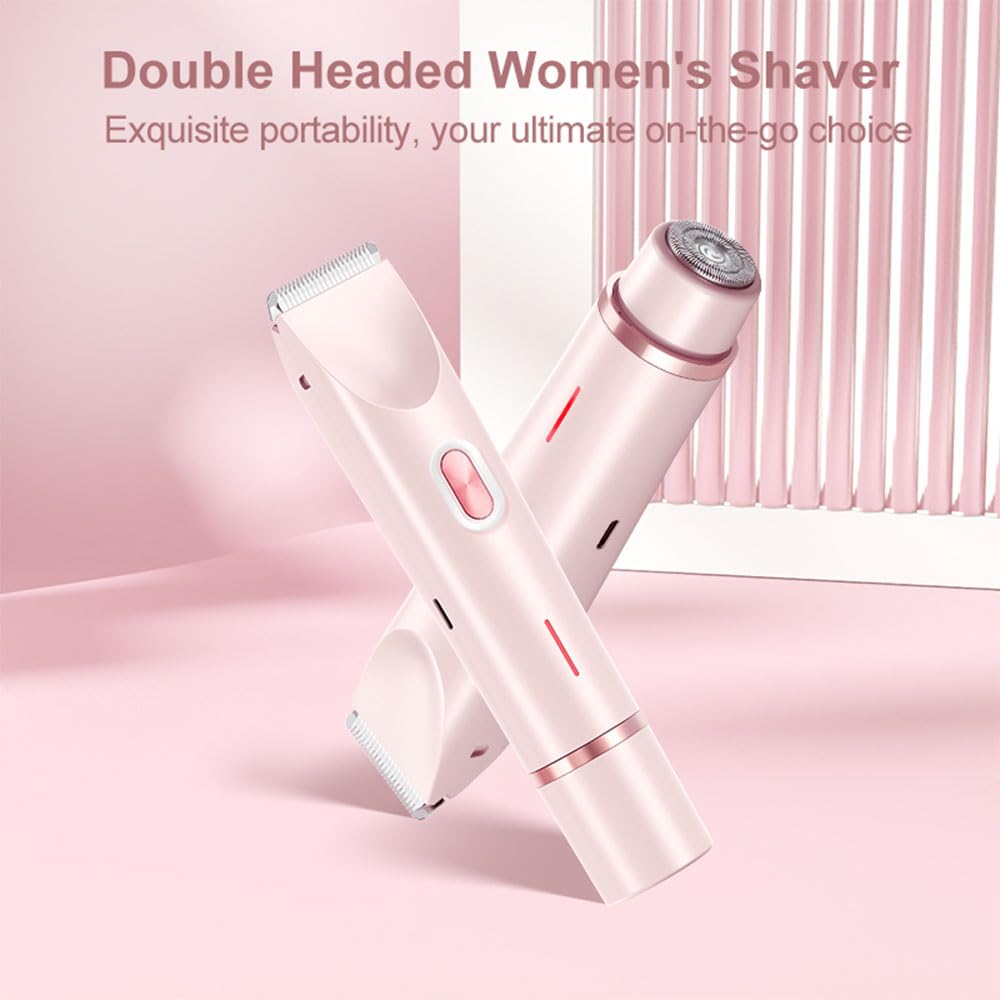 Ezme 2-in-1 Electric Razor & Bikini Trimmer for Women - Waterproof Wet/Dry Shaver for Smooth Underarms, Legs & Body Hair - Pink Trimmie 2.0 | Perfect for Travel, Gym & Quick Touch-Ups at Home