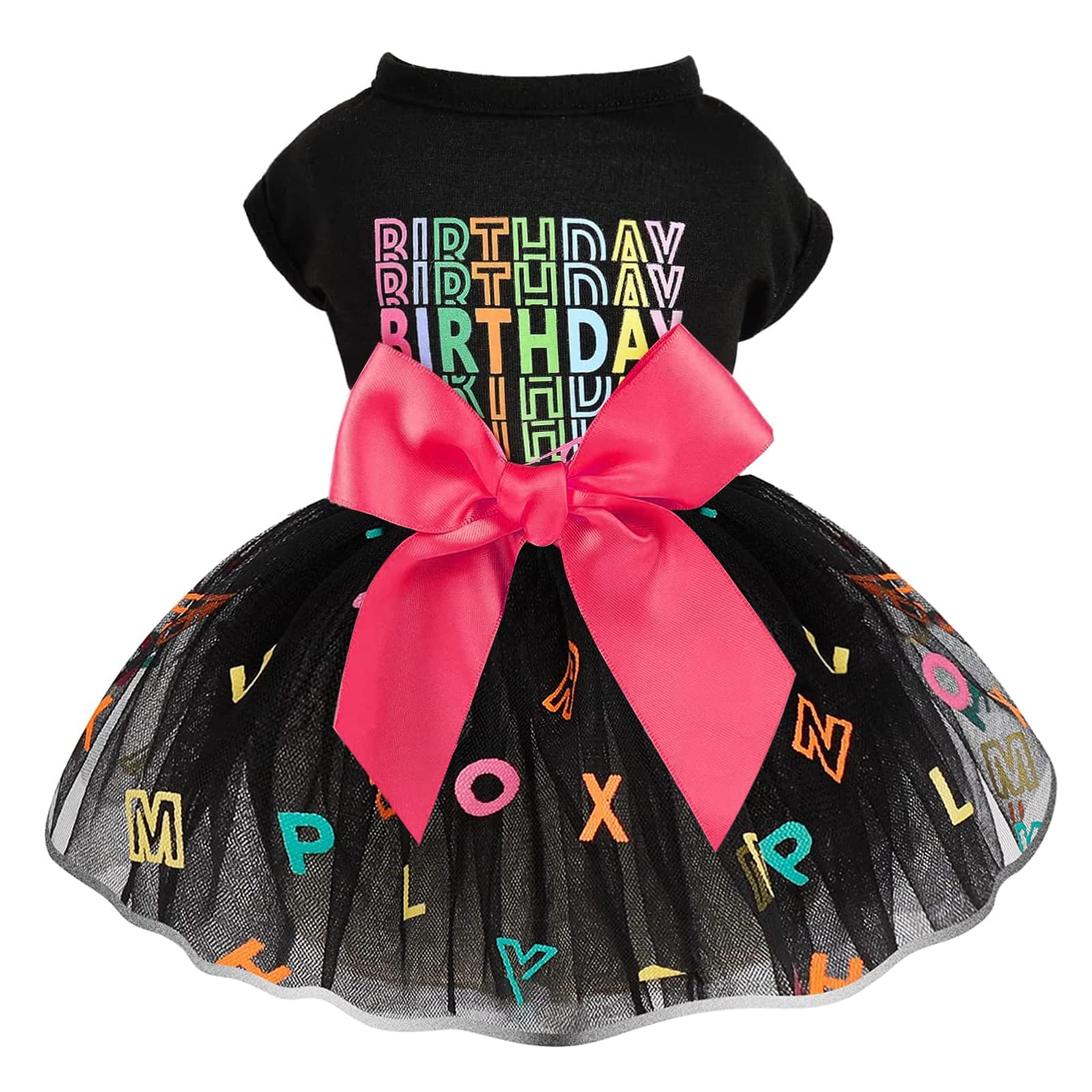 Small Dog Dresses for Girls - Mesh Summer Puppy Outfit for Yorkie & Chihuahua | Teacup Dog Clothes & Cat Princess Dress | Birthday Shirt & Apparel in XS Black | Perfect for Pet Parties & Special Occasions