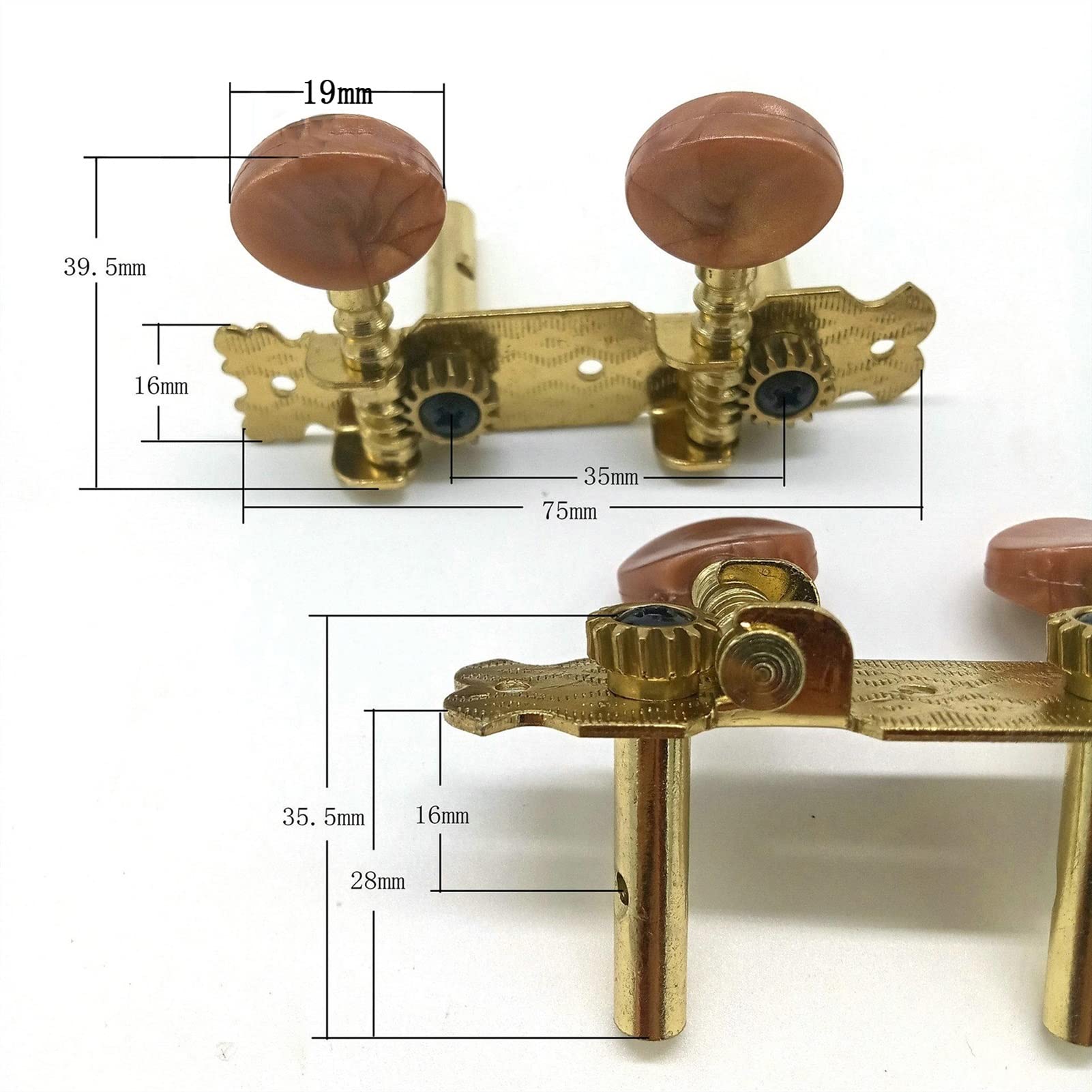 Classical Guitar Tuning Pegs - 4 String Machine Heads for Mini Guitar, Bass & Ukulele - Golden (Perfect for Beginners, Travel & Home Practice)