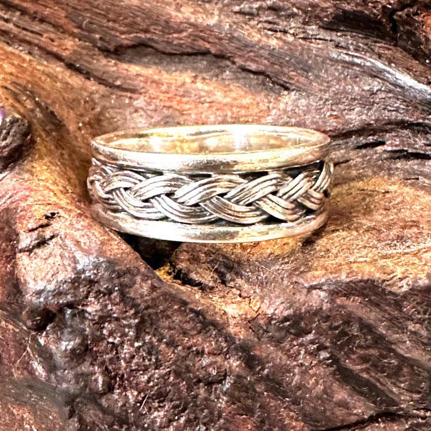 Sterling Silver Braided Band Ring - Size 10 - Durable & Elegant Jewelry for Women - Perfect for Thumb Rings, Stackable Rings & Everyday Wear