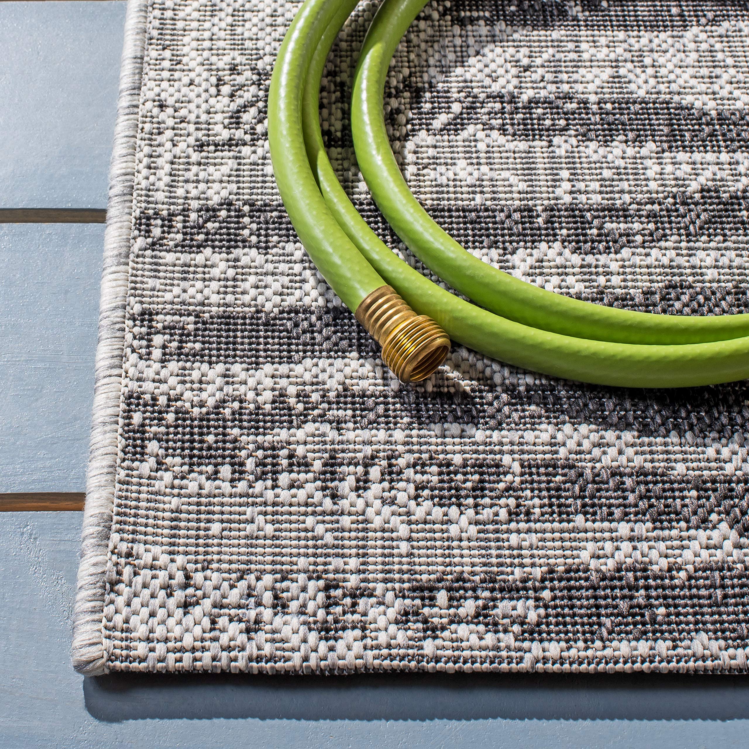SAFAVIEH Courtyard Collection 8' x 10' Grey/Black CY8551 Indoor/Outdoor Waterproof Rug - Easy to Clean, Stain Resistant for Patio, Backyard, Mudroom, Deck & Poolside Use