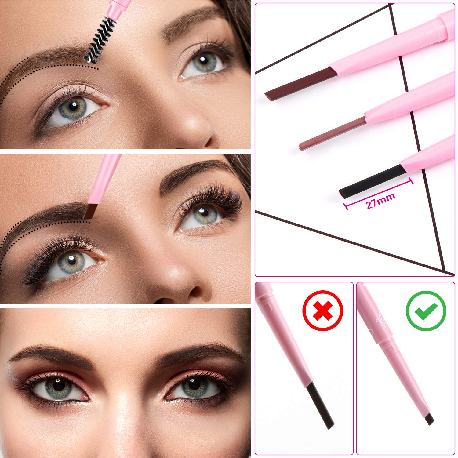 1 Count Waterproof Eyebrow Pencil - Long Lasting & Sweatproof Brow Makeup for Daily Use - Perfect for Work, Gym, and Outdoor Activities