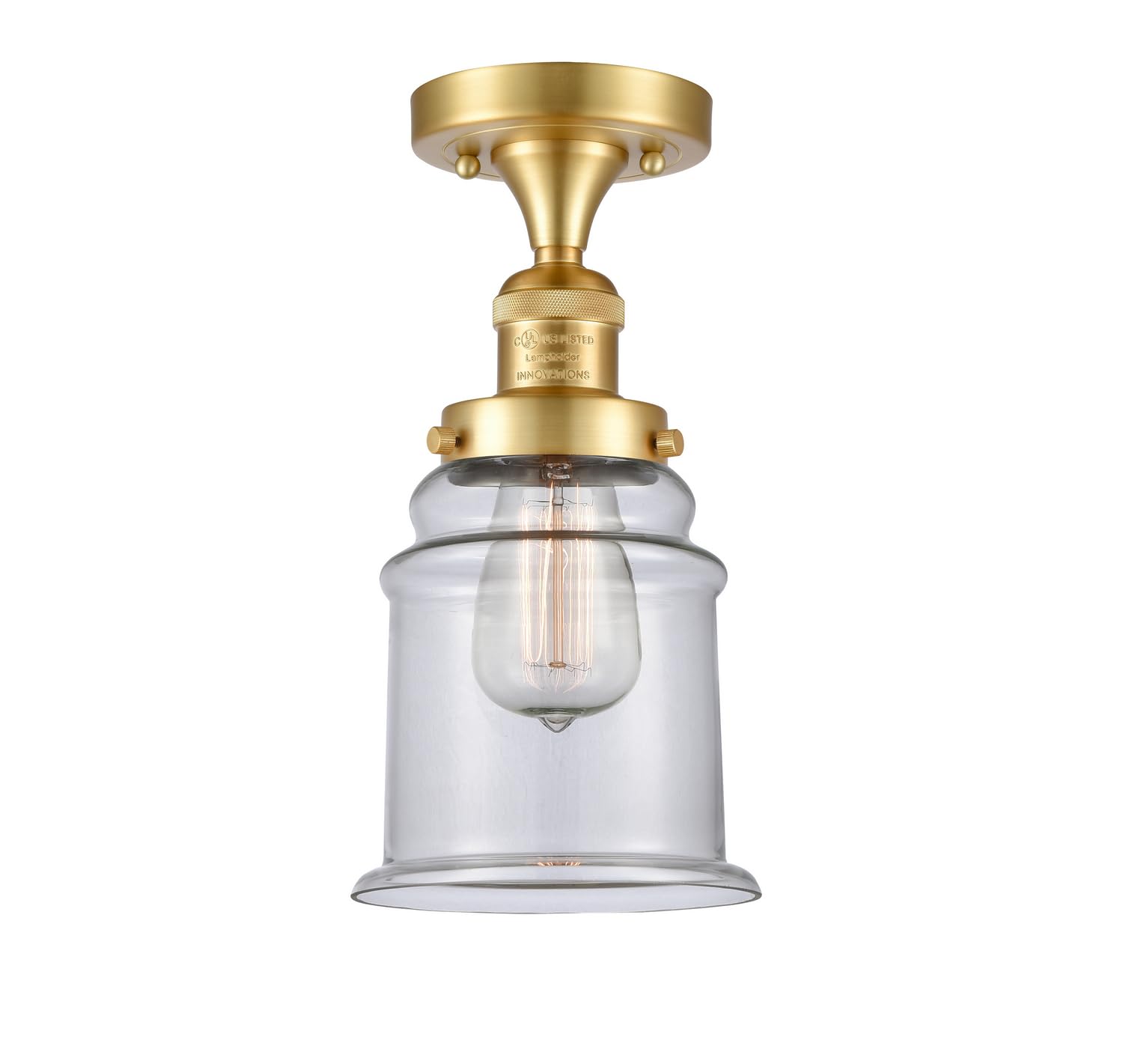 517-1CH-SG-G182-LED Bare Bulb 1 Light Cord Set in Satin Gold - Vintage Style Edison Bulb Fixture for Home Decor, Cafe Lighting, and Restaurants