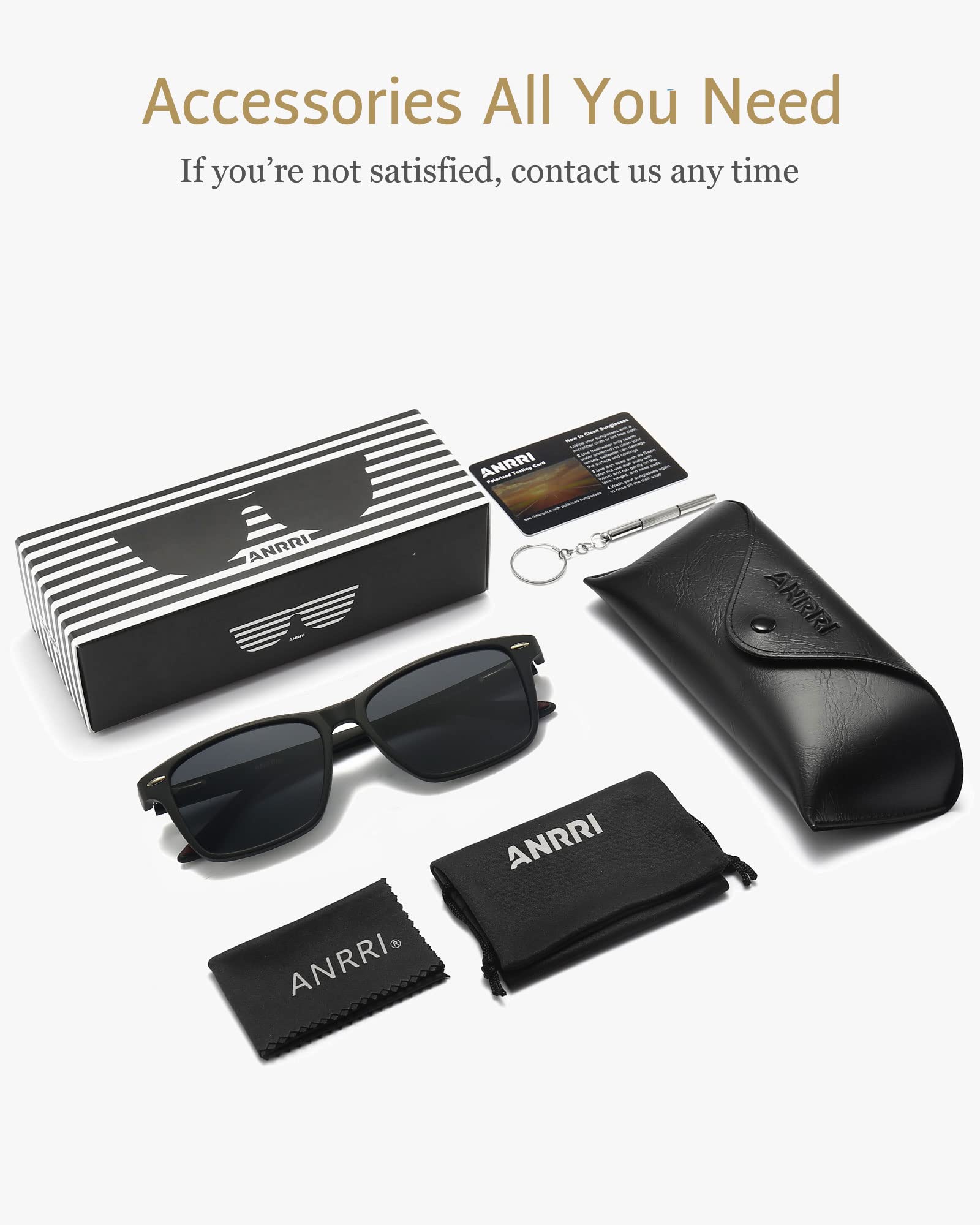 ANRRI Gradient Polarized Sunglasses for Men & Women - Retro Square UV Protection Sun Glasses with Spring Hinges - Perfect for Driving, Beach & Outdoor Activities