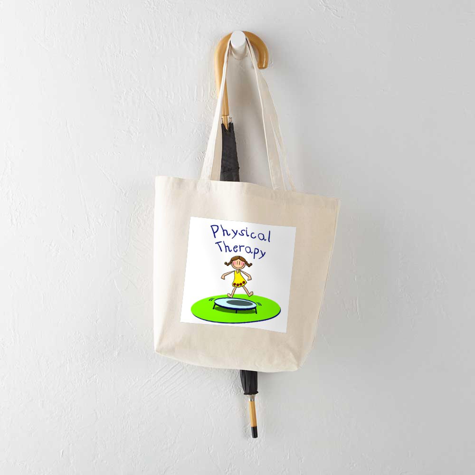 Physical Therapy Tote Bag for Women - Natural Canvas Reusable Shopping Bag - Perfect for Work, Gym & Everyday Use