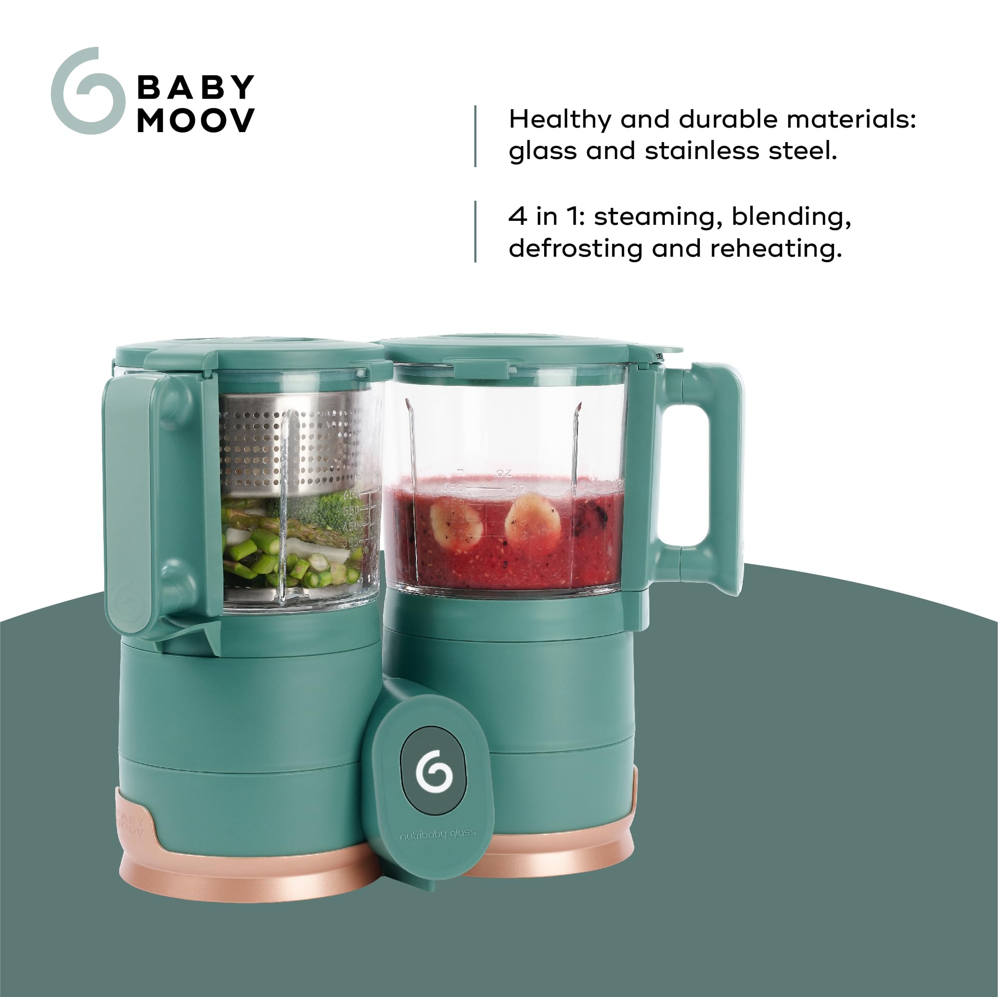**Babymoov Nutribaby Glass 4-in-1 Baby Food Maker & Steamer – Blender, Warmer, Defroster for Weaning | Eco-Friendly Glass Bowls & Stainless Steel Basket | Perfect for Homemade Baby Puree & Healthy Meals**