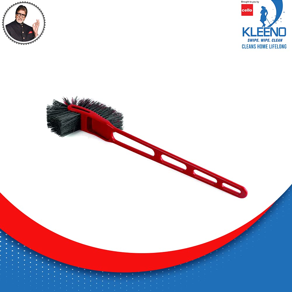 Cello Kleeno Dual Action Sink and Dish Brush with Flexible Bristles | Hanging Hook & Rubber Grip | Perfect for Kitchen Cleaning, Dishwashing, and Hard-to-Reach Areas