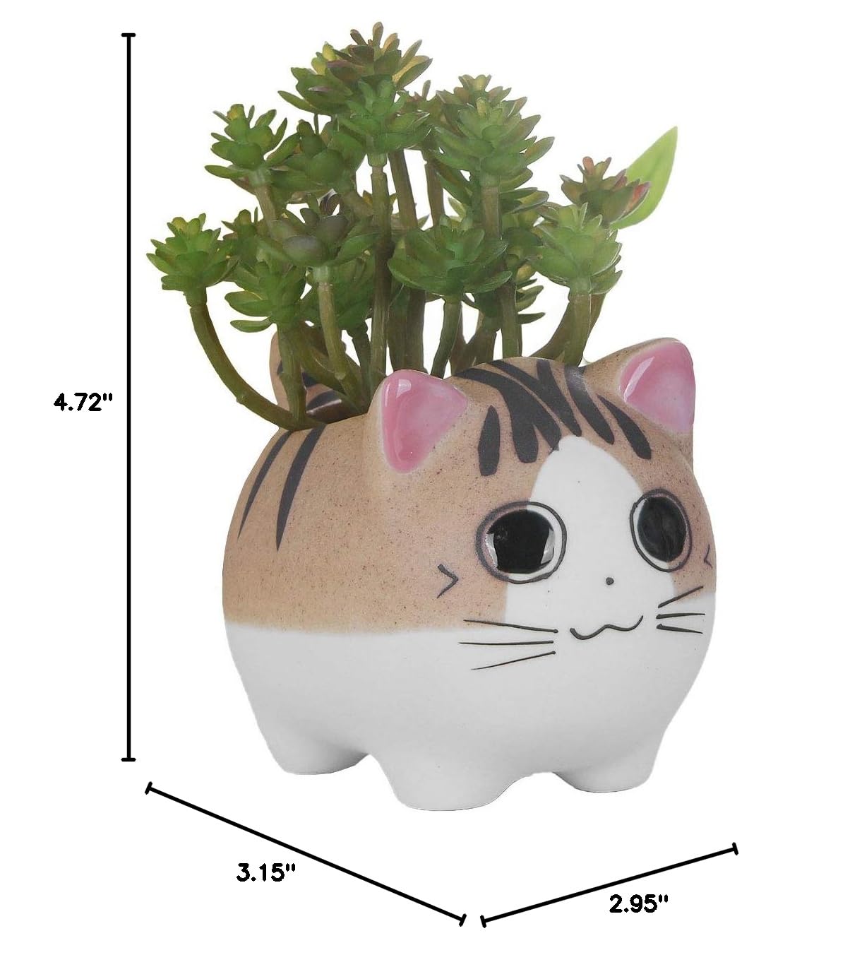 VanEnjoy 4.7 Inch Large Cat Succulent Pots with Drainage Hole - Handmade Ceramic Flower Planters, Cute Cat Lover Gifts for Home, Office Desk Decor & Indoor Gardening