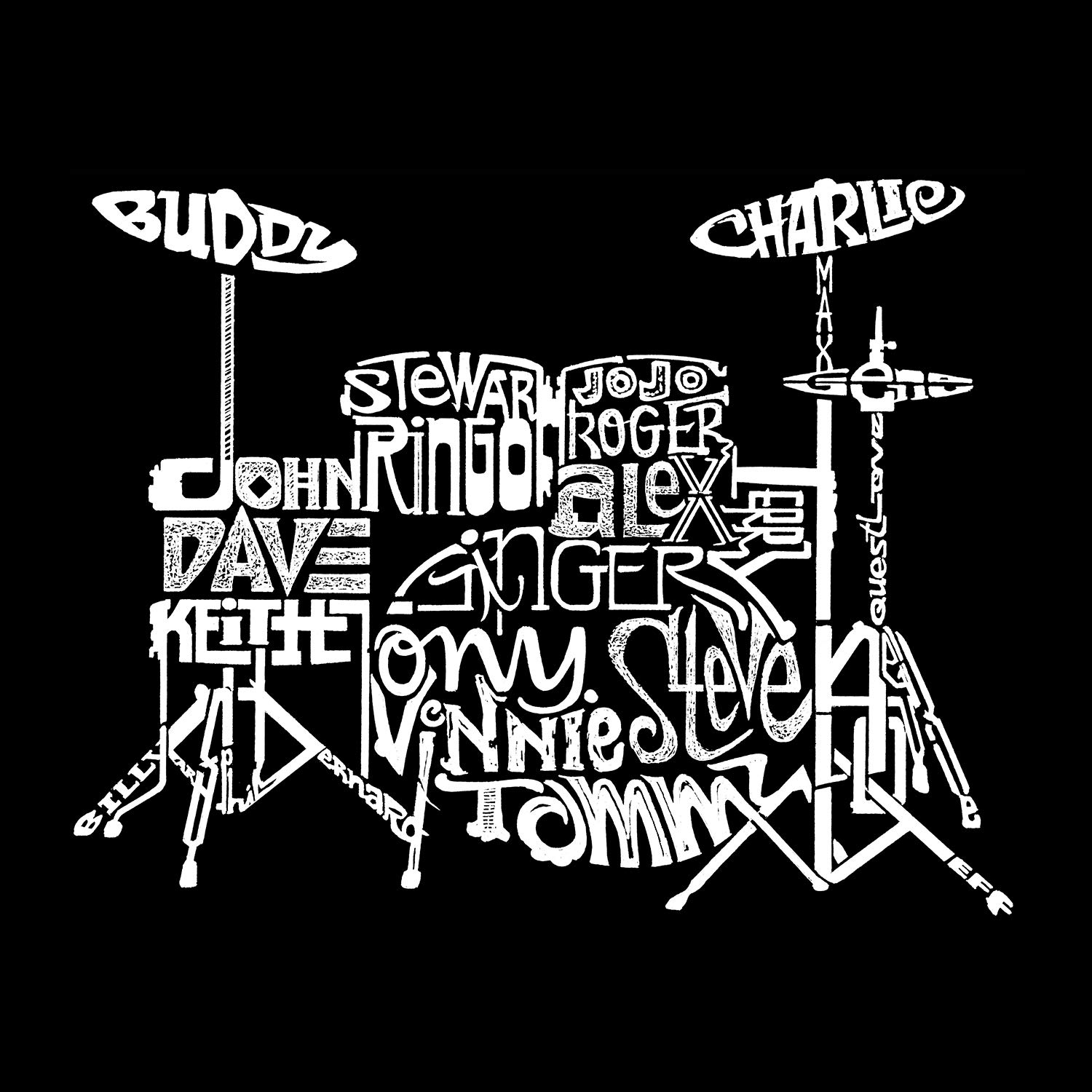 LA POP ART Boys' Word Art Long Sleeve T-Shirt - Music Drums Design - Cool Graphic Tee for Kids & Teens - Perfect for Concerts, School & Casual Wear
