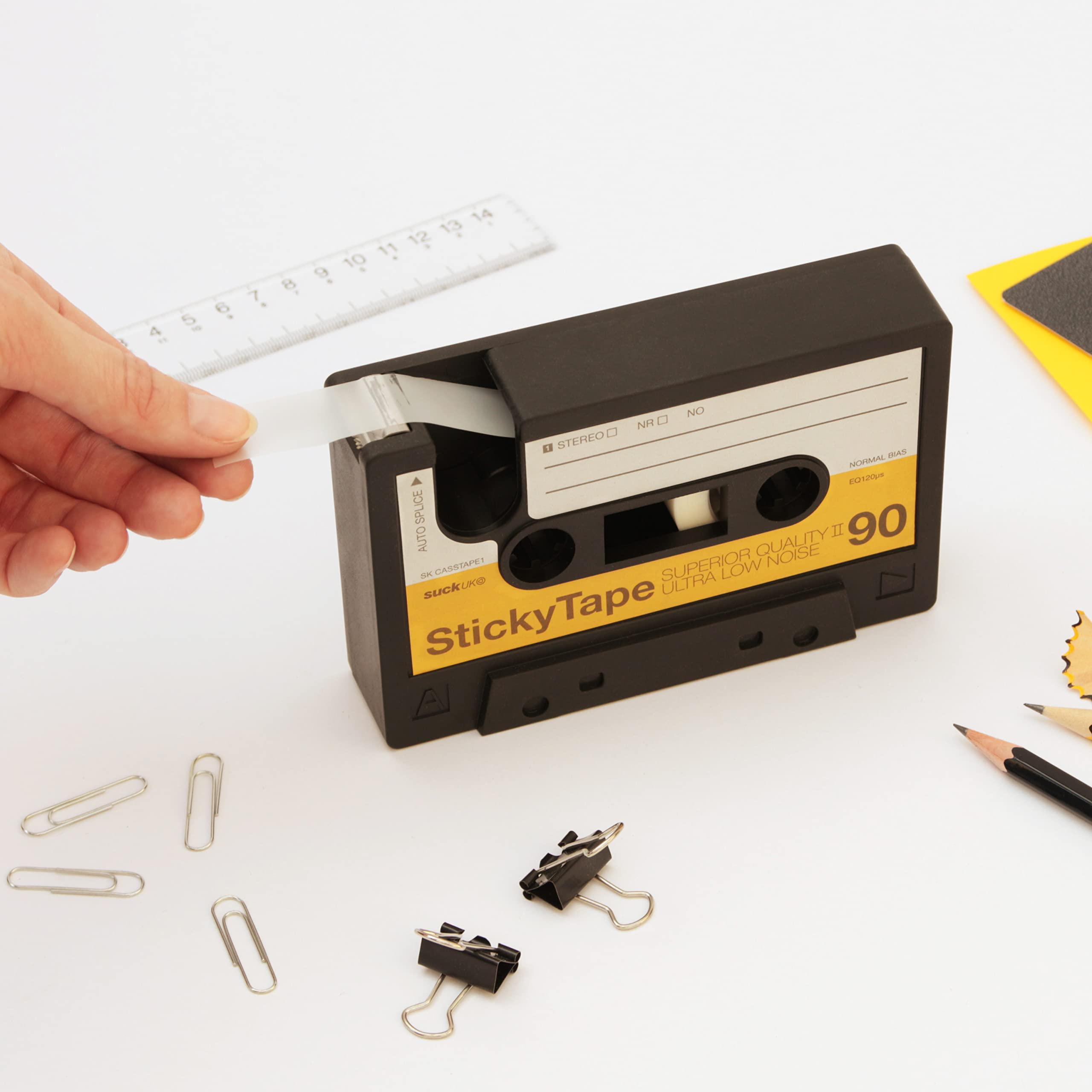 Retro Cassette Tape Dispenser - Customizable Office Desk Accessory for Double Sided Tape | Novelty Stationery Organizer | Unique Gift for Music Lovers & Office Workers | Perfect for Home Office, Desk Organization & Creative Workspaces