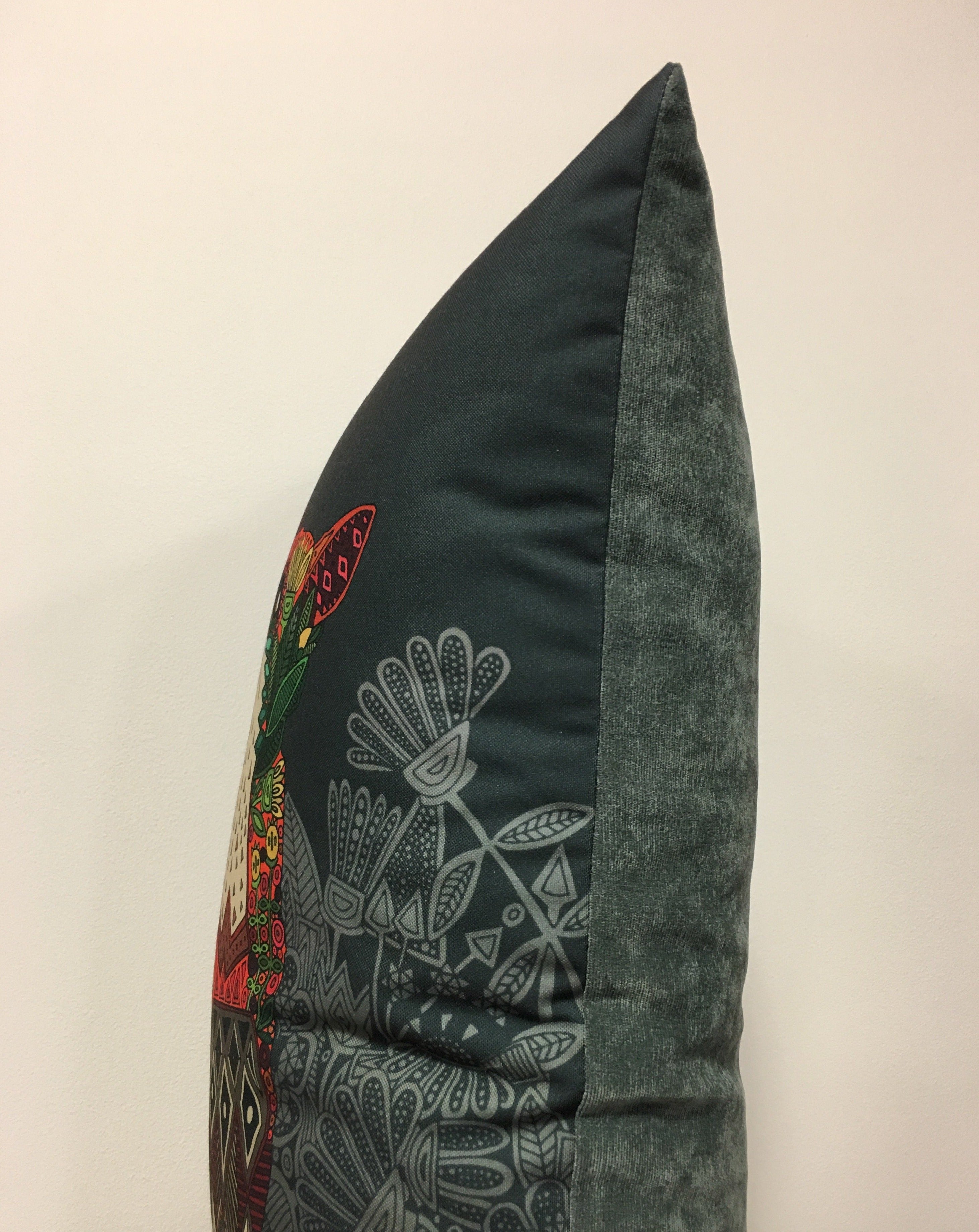 Floral Fox Grey Throw Pillow 17x23 Inches - Decorative Cushion Cover for Sofa, Bed, Couch - Soft Home Decor Accent Pillow for Living Room, Bedroom