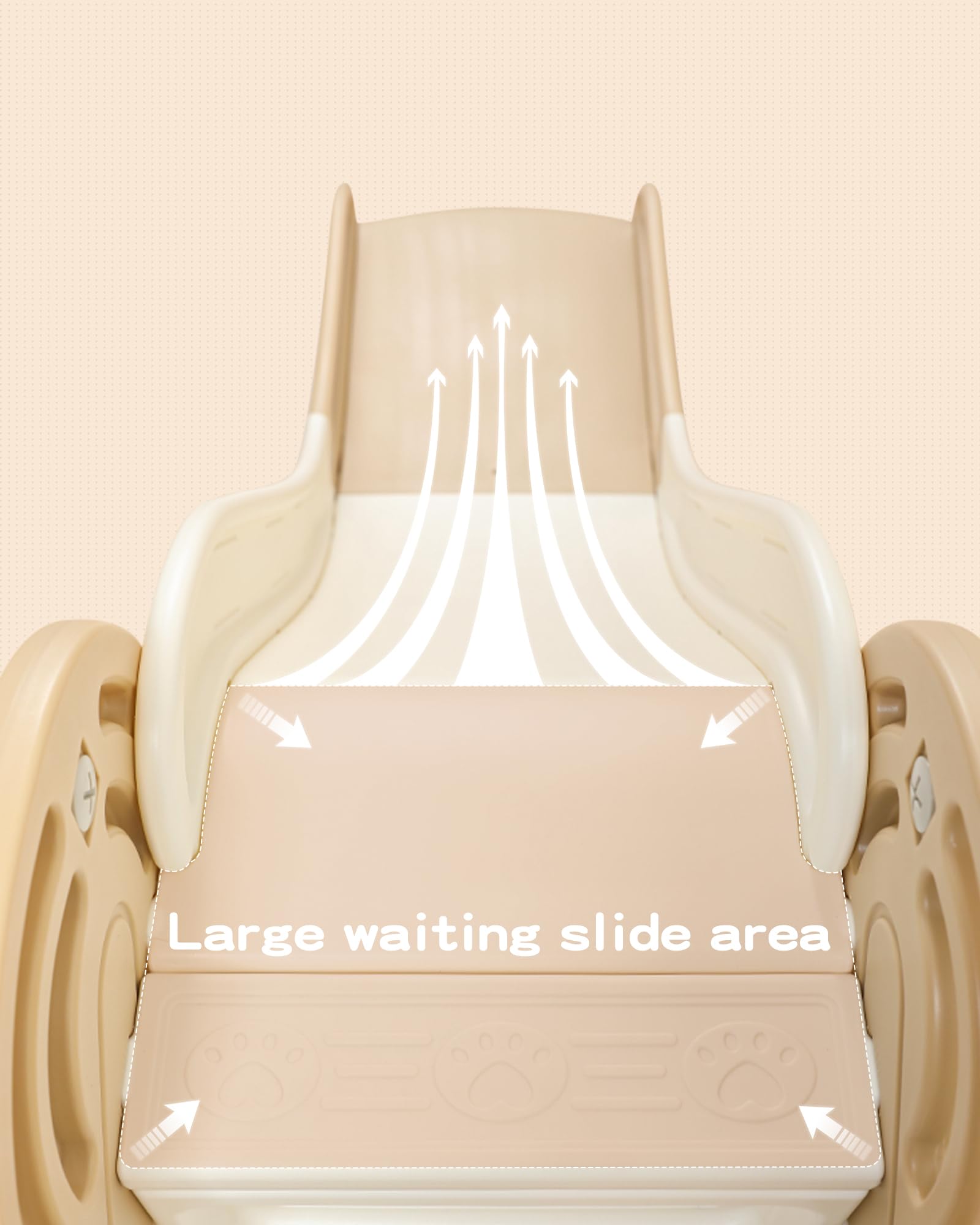 4-in-1 Foldable Toddler Slide with Basketball Hoop | Indoor & Outdoor Plastic Play Slide for Kids Ages 1-3 | Perfect for Backyard, Playroom & Birthday Parties (Brown)