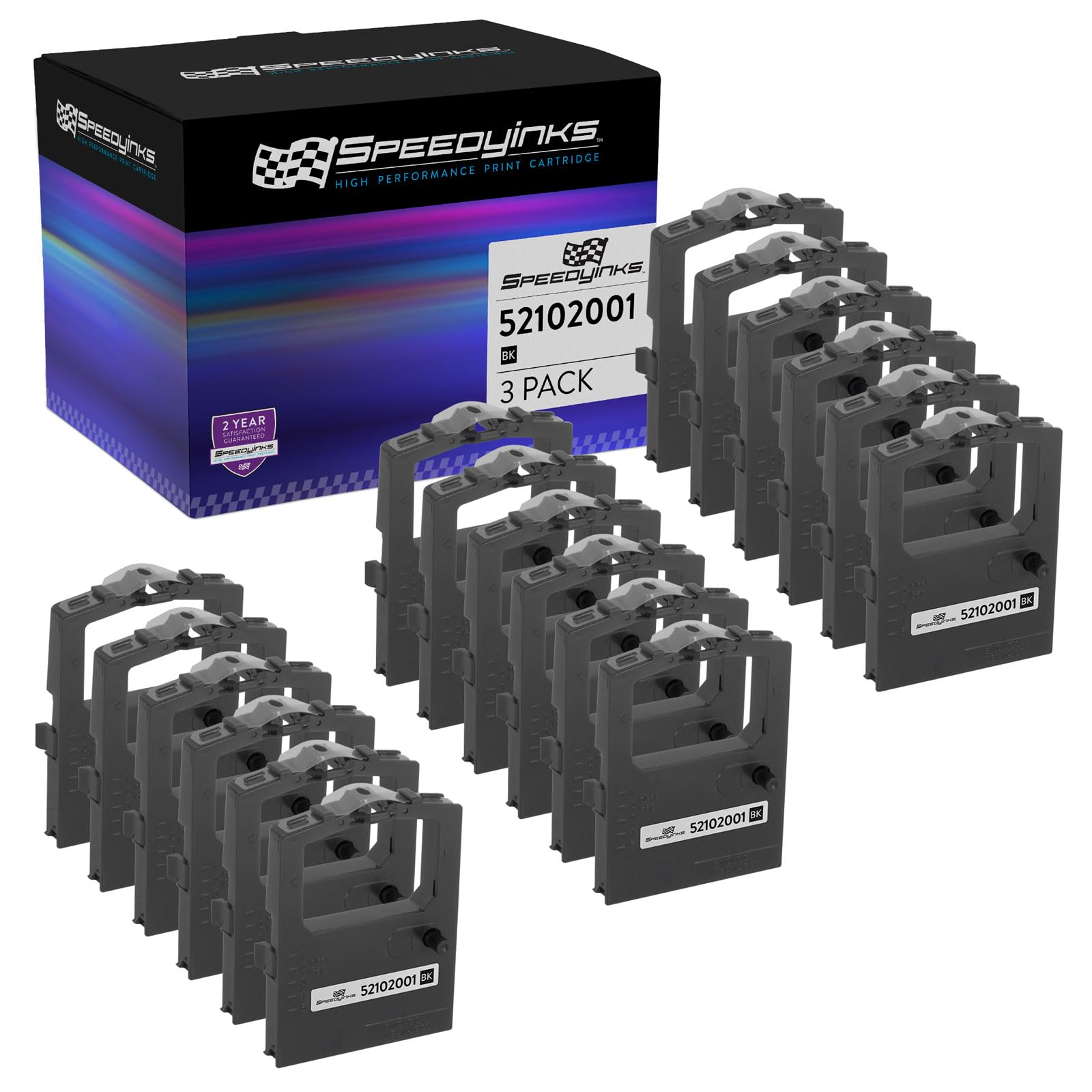 SPEEDYINKS 18-Pack Black Compatible Printer Ribbon Cartridge for Okidata 52102001 - Replacement for Okidata Microline 120 Printer | Ideal for Office Printing, Shipping Labels & Receipts