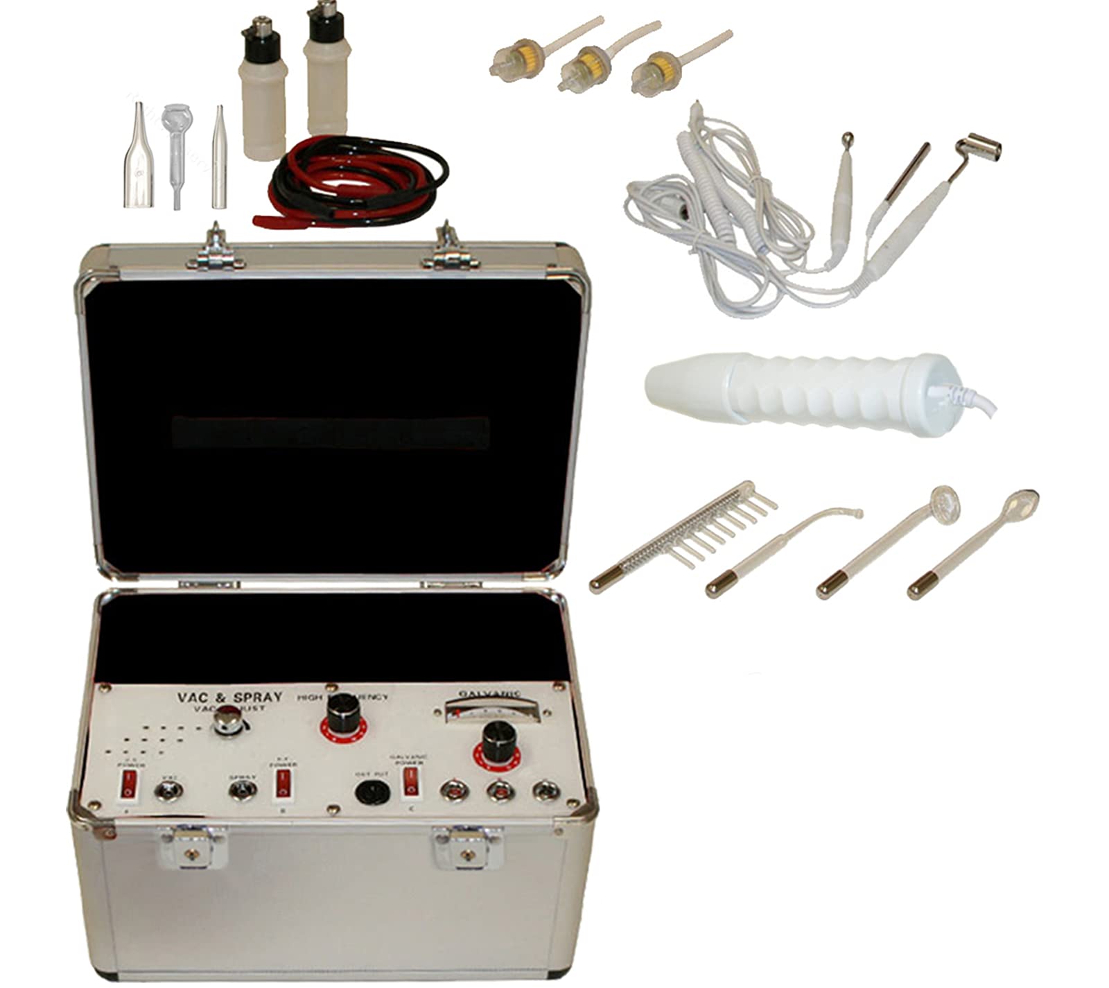 Professional 4-in-1 Portable Facial Machine with Galvanic, High Frequency, Vacuum & Sprayer Diffuser - At-Home Spa Treatment for Skin Rejuvenation & Deep Cleansing