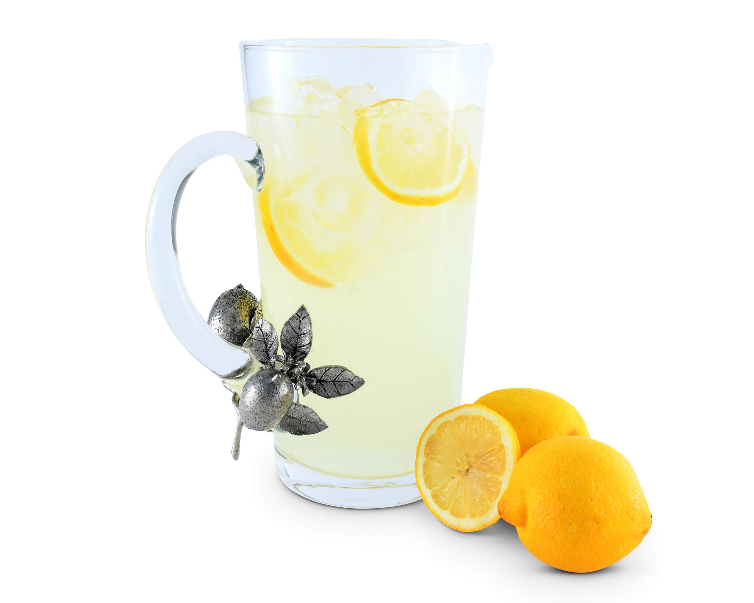 Vagabond House 64 oz Glass & Pewter Lemon Bouquet Pitcher - 9.5