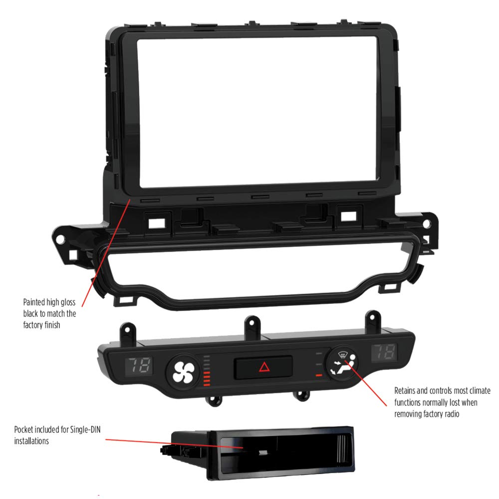 Metra Electronics 99-7382HG Radio Installation Kit for 2017-Up Kia Niro (Non-Navigation Models) - Car Stereo Upgrade & Dash Integration Solution