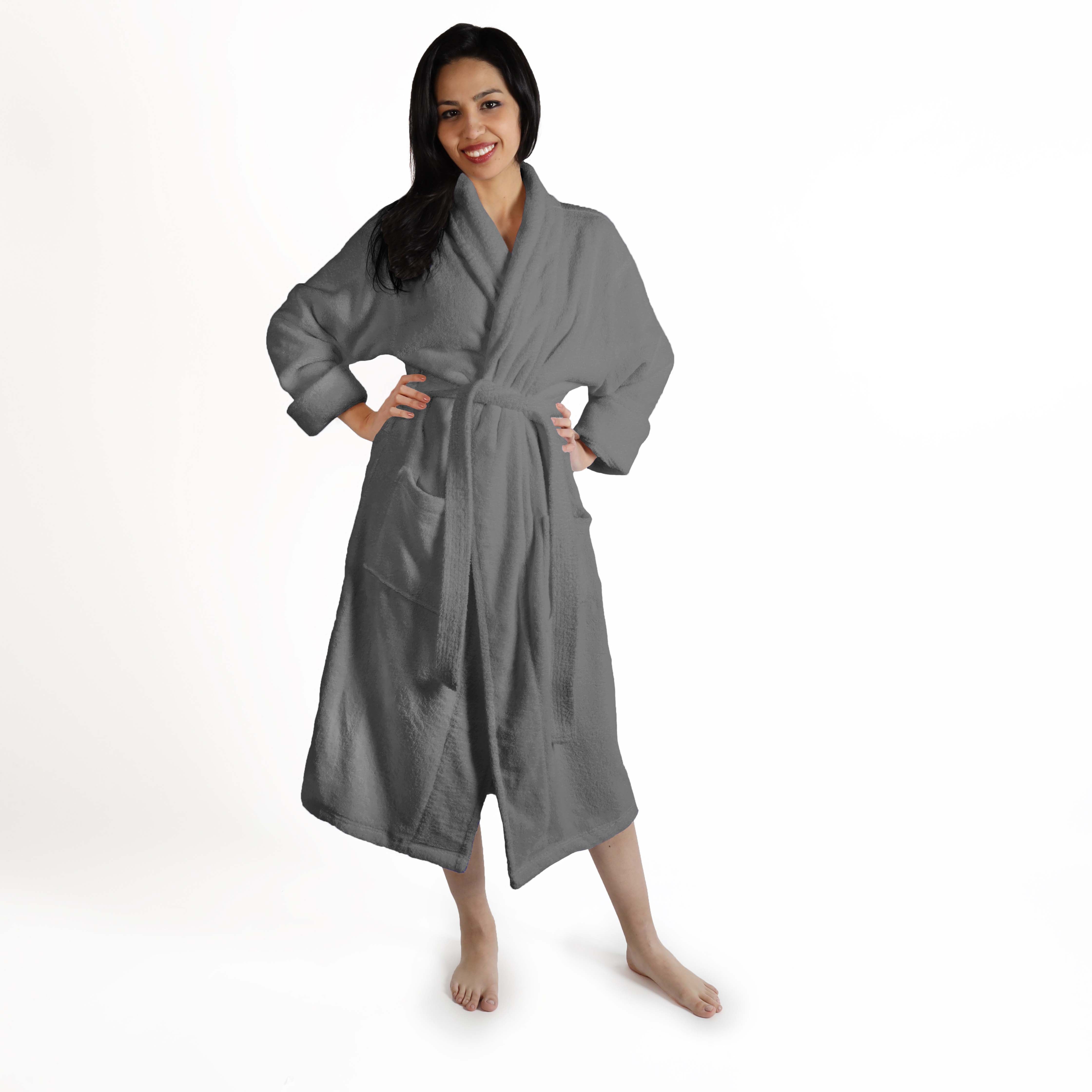 Premium Turkish Cotton Bathrobe for Women & Men - Unisex Shawl Collar Long Robe with Pockets | Soft Spa, Lounge & Hotel Style Bathrobe for Home Relaxation