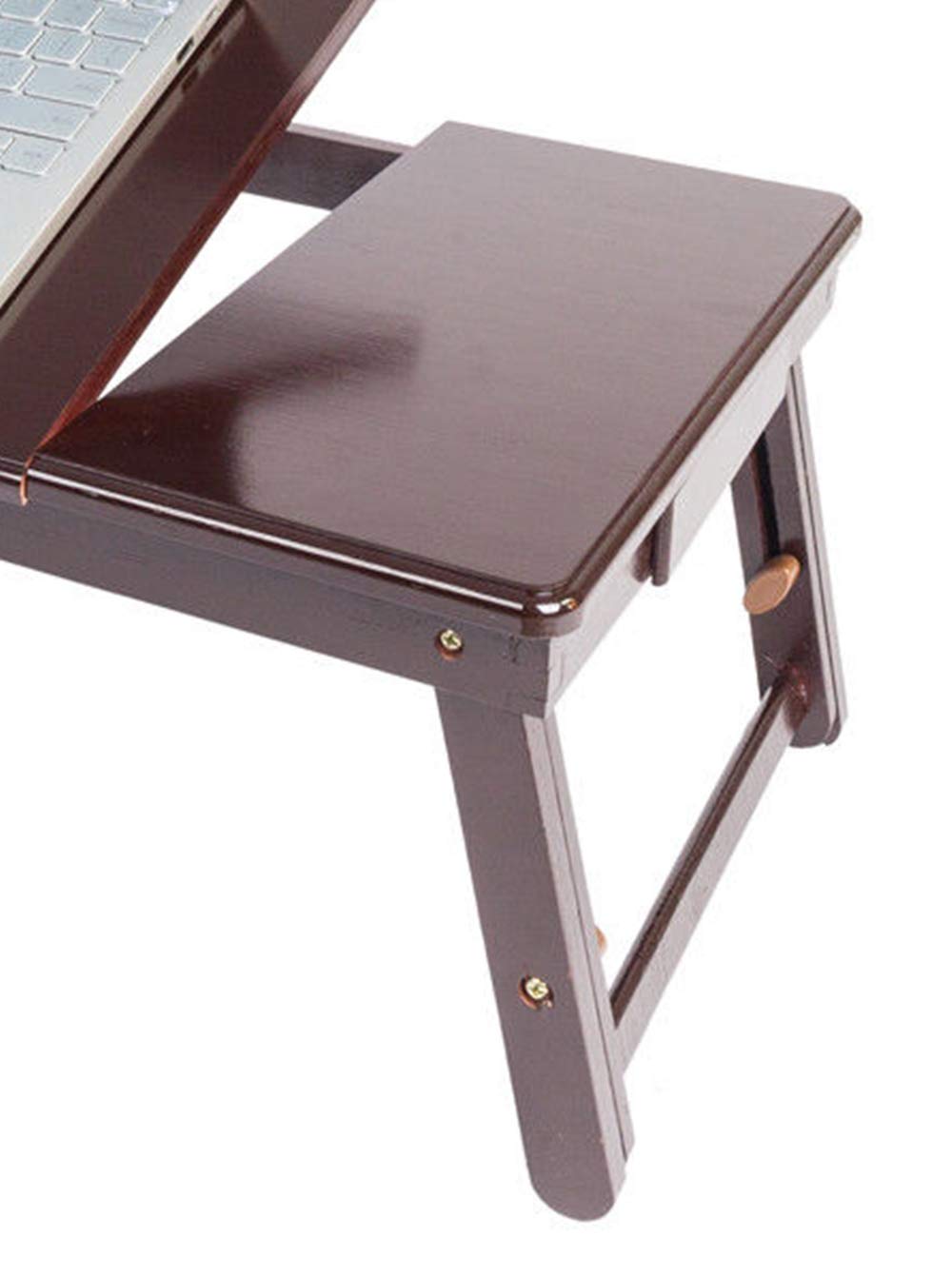 Adjustable Bamboo Lap Desk with Side Drawer - Portable Folding Laptop Tray for Breakfast in Bed, Home Office & Study - Multi-Functional Workstation with Cup Holder & Storage Space - Retro Design for Comfortable Reading & Working