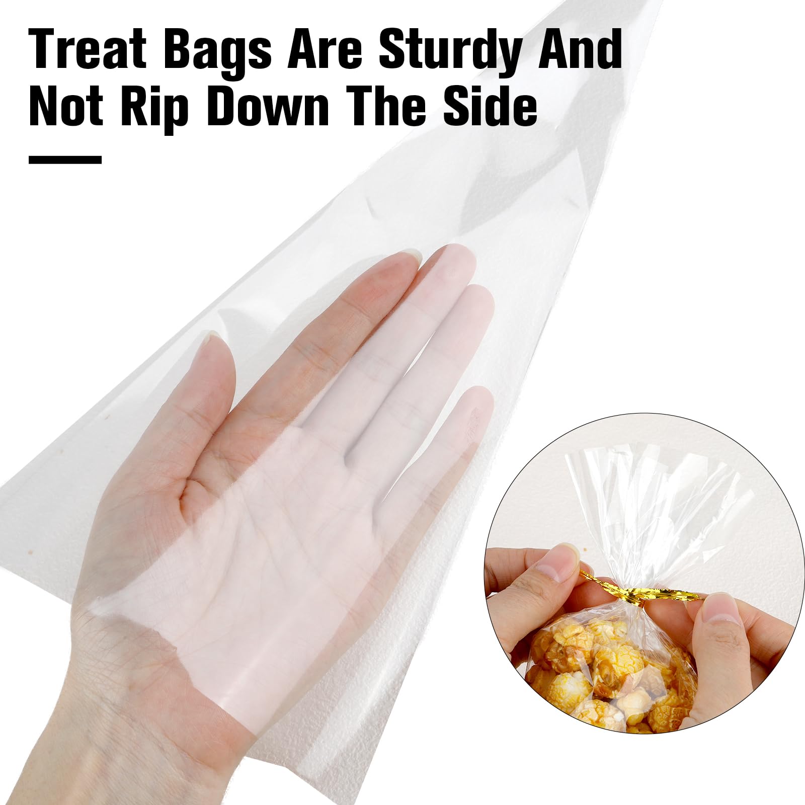 100 Pack Clear Cone Shaped Treat Bags with Twist Ties - 10x5 Inches Triangle Cellophane Bags for Popcorn, Candy, Cookies - Perfect for Birthday Parties, Baby Showers & Holiday Gift Packaging