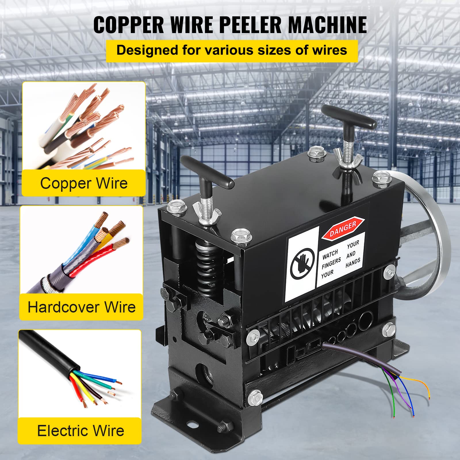 Happybuy 7-Channel Manual Wire Stripping Machine for 1.5-20mm Cables - Industrial Hand Cranked Wire Stripper Tool for Recycling Copper Wires - Perfect for Electricians, DIY Projects & Scrap Metal Recycling