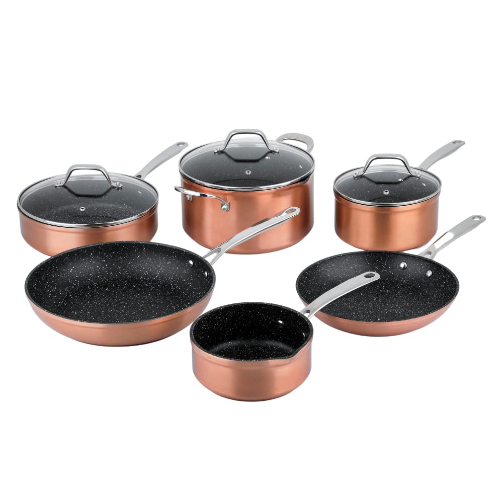 Premium Laguiole™ 9-Piece Copper/Greblon Cookware Set - Professional Kitchen Utensils for Cooking, Baking & Serving - Perfect for Home Chefs & Gourmet Cooking