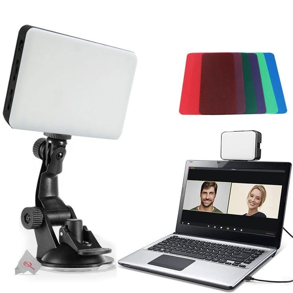 120 LED Video Conference Lighting Kit with Suction Cup Mount, TR-124 Tripod & Phone Adapter - Includes Lens Tissue & Cleaning Accessories for Zoom Meetings, Live Streaming & Content Creation