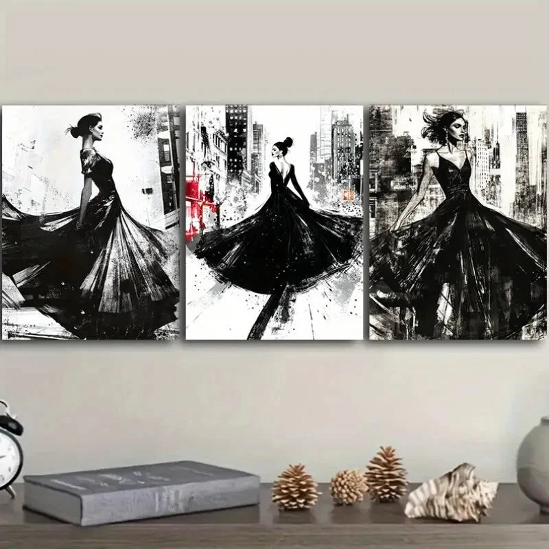 3-Piece Modern Art Painting Set - Premium Metal Print Wall Decor - Ready to Hang - Perfect for Living Room, Bedroom & Office Decor