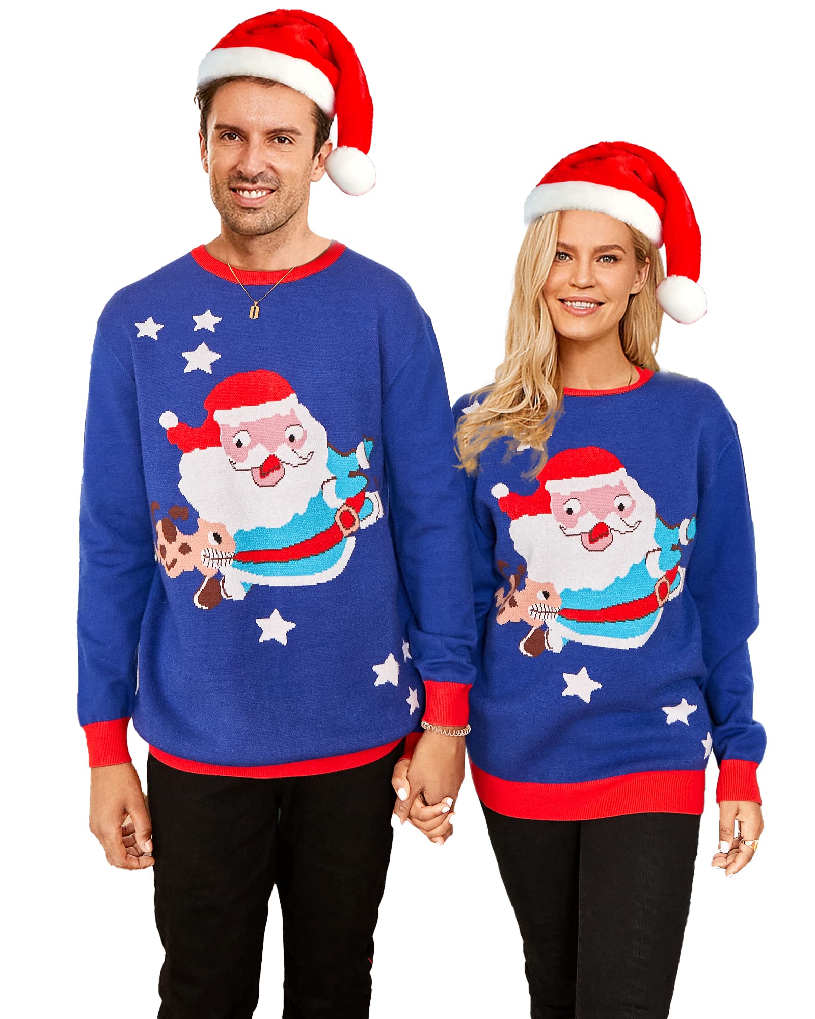 Festive Ugly Christmas Sweaters for Women & Men - Premium High-Density Stretch Soft Pullover (Not Itchy) - Perfect for Holiday Parties, Family Gatherings & Christmas Photos