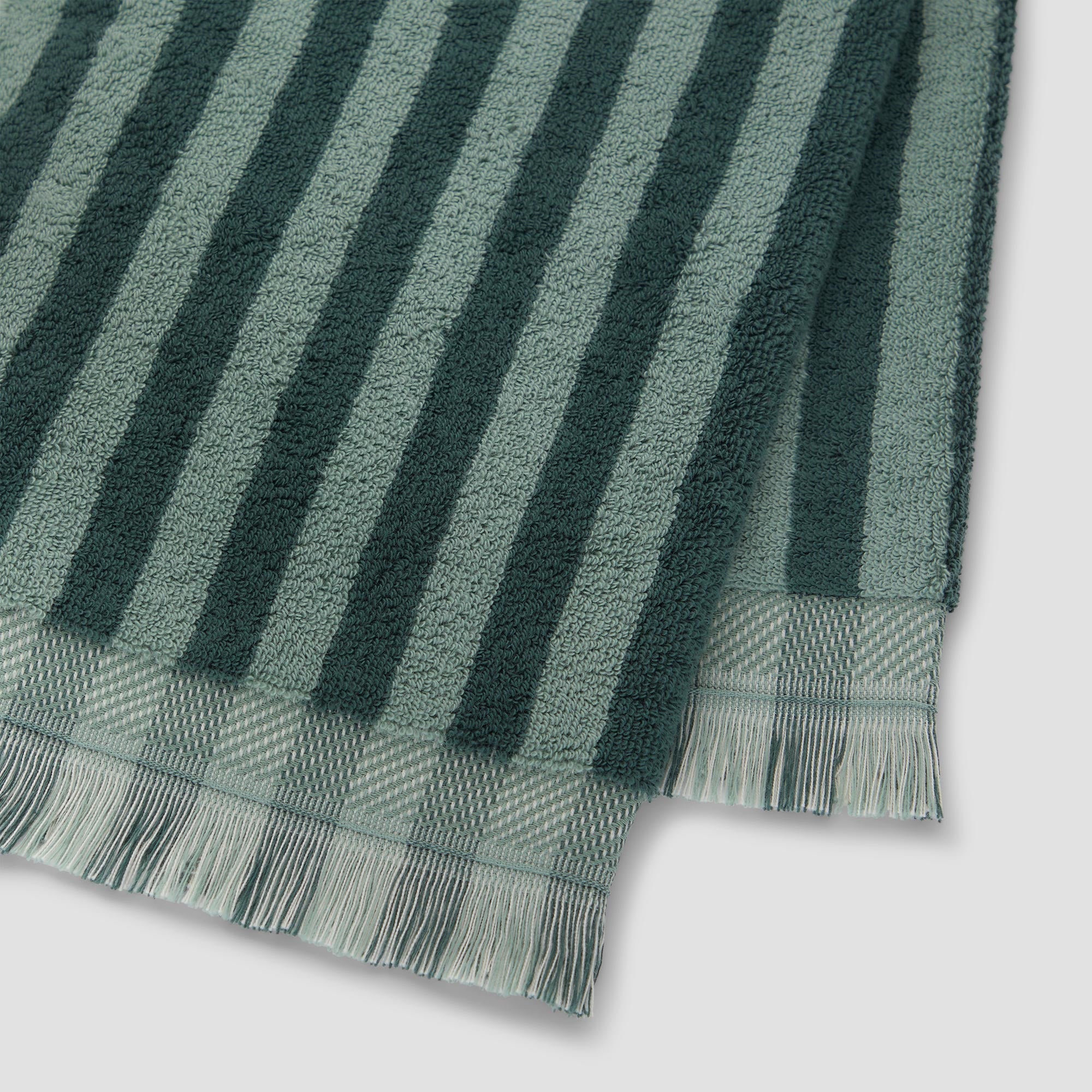 Premium Pine Green Pembroke Stripe Cotton Bath Towels - Soft & Absorbent Luxury Towel Set for Spa, Bathroom & Beach - 100% Egyptian Cotton