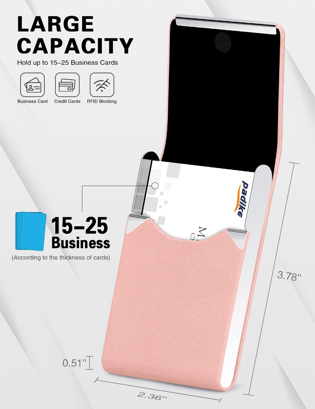 Premium PU Leather Business Card Holder - Slim Metal Pocket Card Case with Magnetic Closure for Professionals (Y-Pink) | Perfect for Networking Events, Office Meetings & Business Conferences