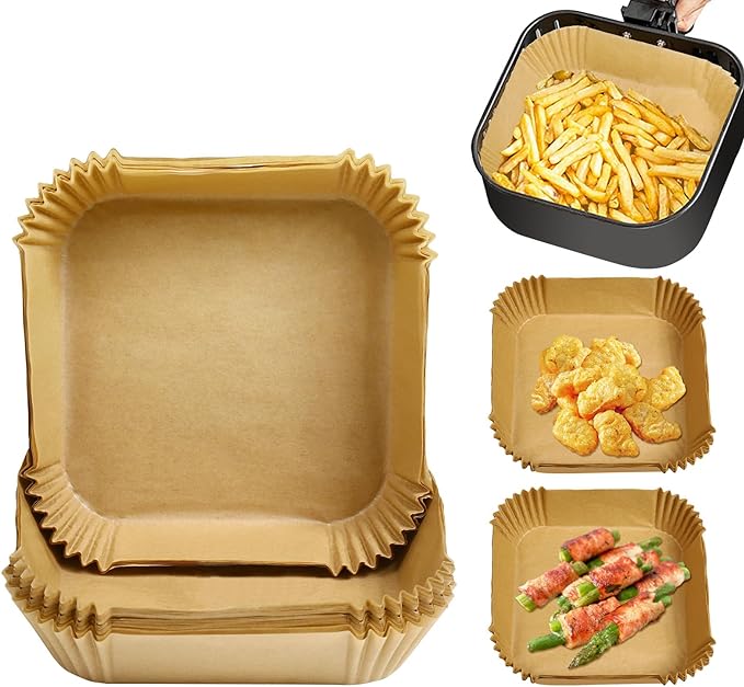 50pcs 16cm Square Non-Stick Air Fryer Disposable Liners - Perfect for Hassle-Free Cooking & Easy Cleanup | Ideal for Air Frying Chicken Wings, French Fries & Vegetables