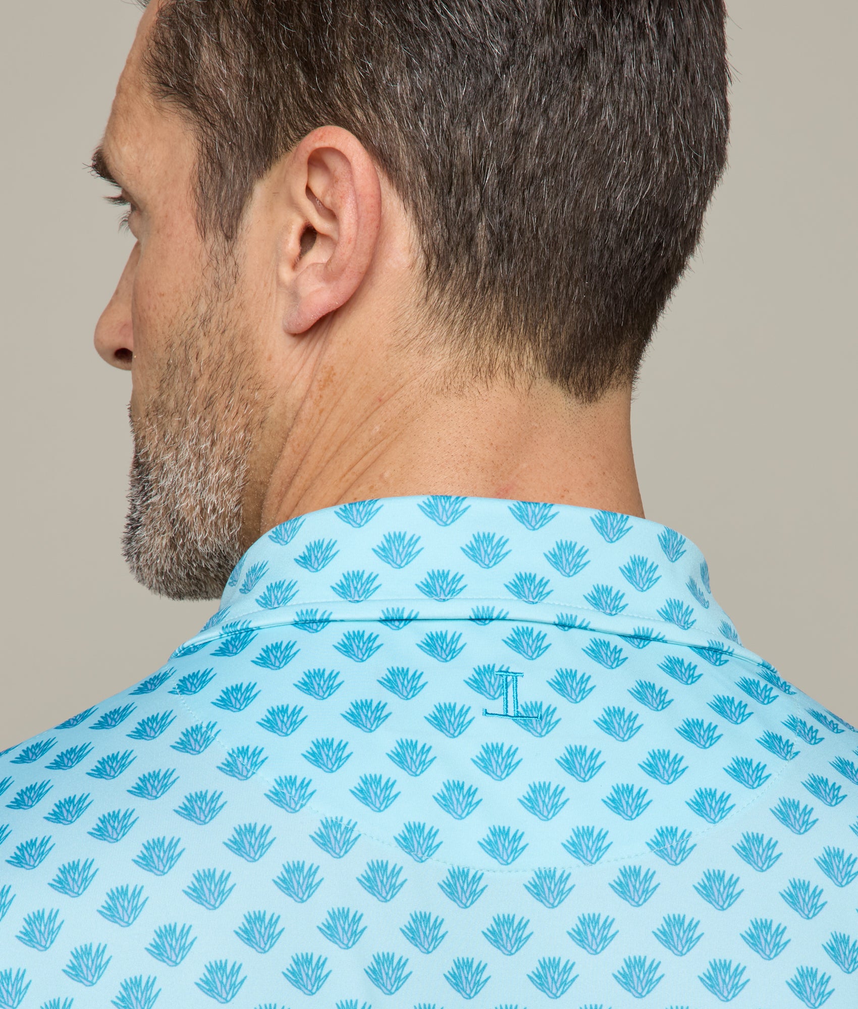 Lucchese Men's Golf Polo Shirt - Blue Cactus Print, Moisture-Wicking Performance Fabric for Comfort on the Golf Course & Casual Wear