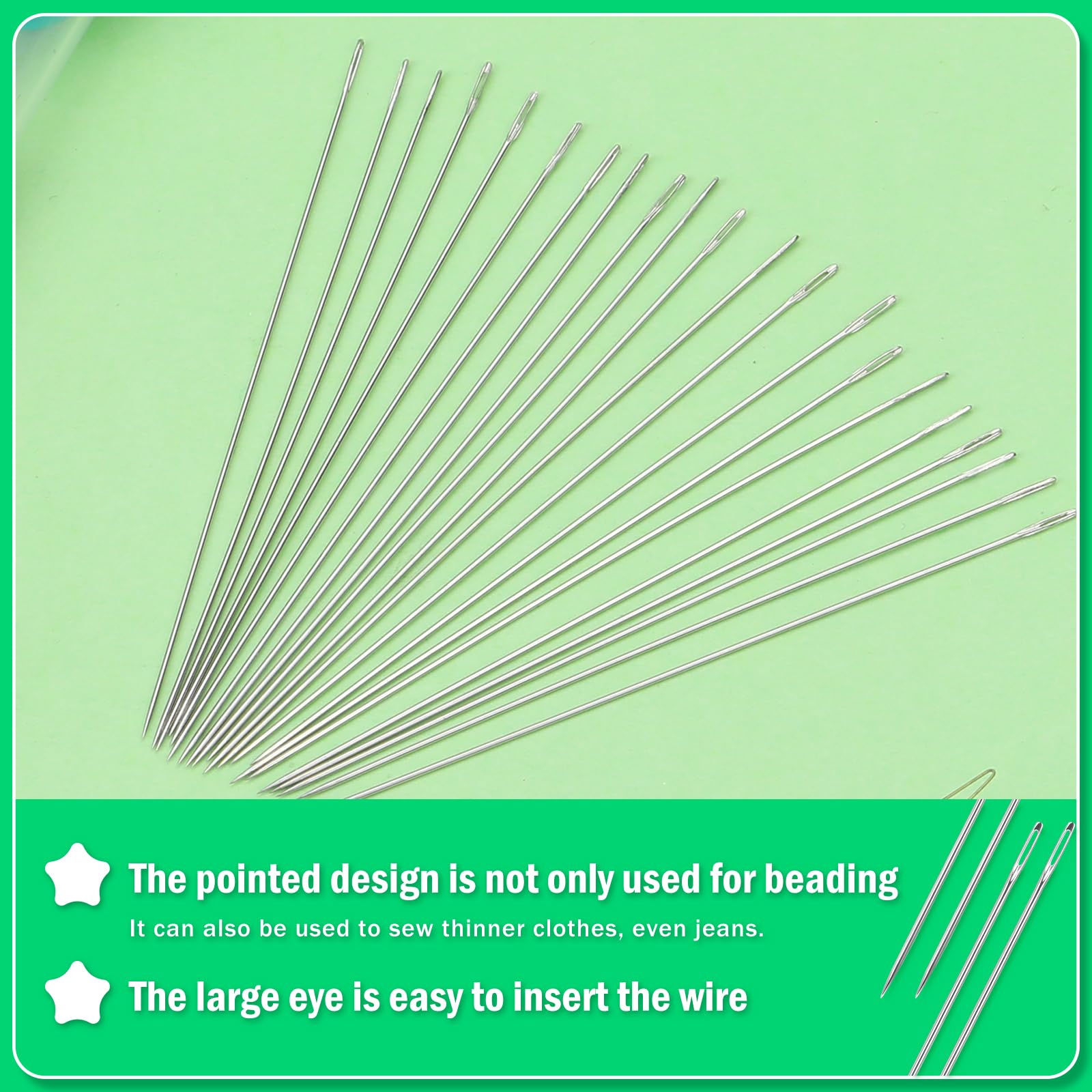 UOOU 150PCS Size 10 Beading Needles (0.45mm/0.18in) with Storage Bottle & Threaders - Fine Jewelry Making Needles for Seed Beads, DIY Crafts & Handmade Accessories - Perfect for Beading Projects, Bracelets & Necklace Making
