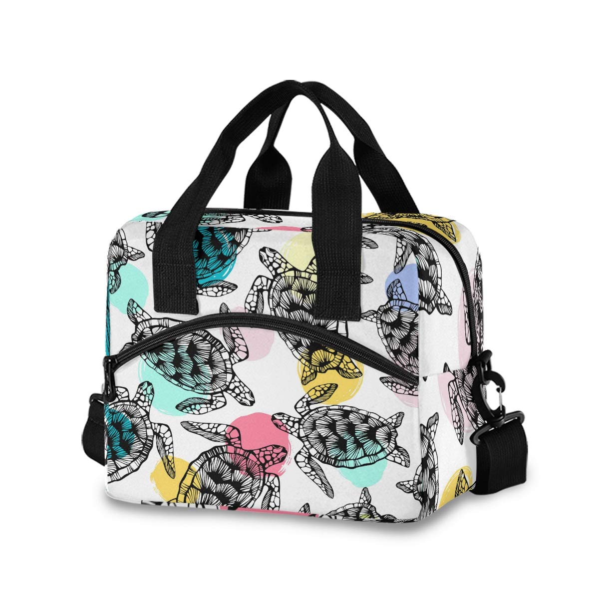 Insulated Sea Turtle Lunch Bag for Women & Men - Reusable Cooler Tote with Detachable Shoulder Strap & Carry Handle - Perfect for Work, School, Picnics & Beach Outings