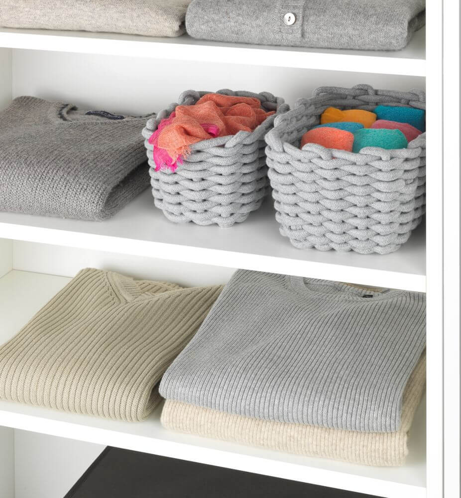 Small Tia Rectangular Woven Storage Basket - Organizer for Bathroom, Nursery, Living Room & Office Decor