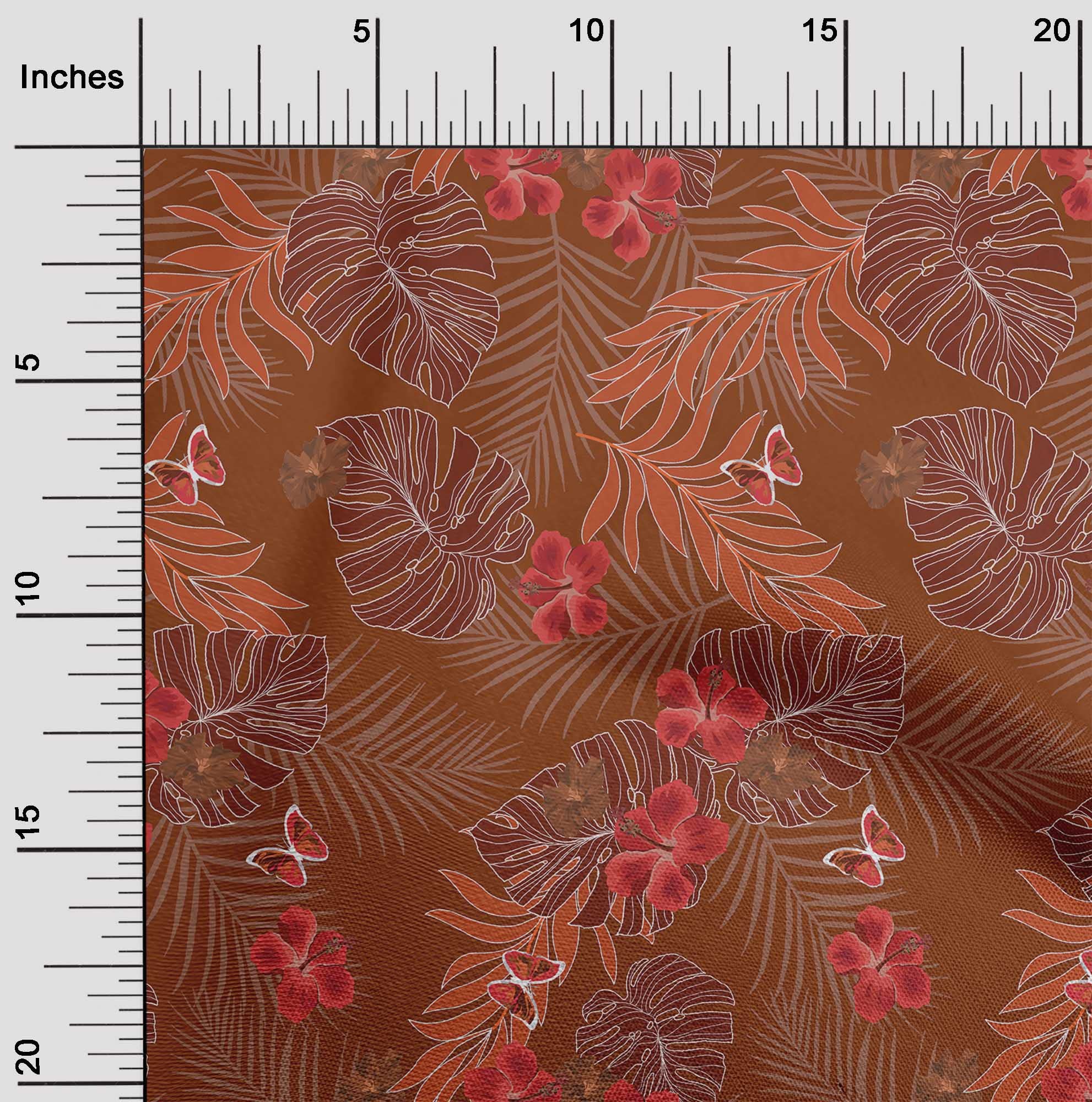 oneOone Rayon Orange Tropical Print Fabric - 56 Inch Wide for DIY Clothing, Dresses & Home Decor Sewing Supplies | Soft, Lightweight & Breathable Material
