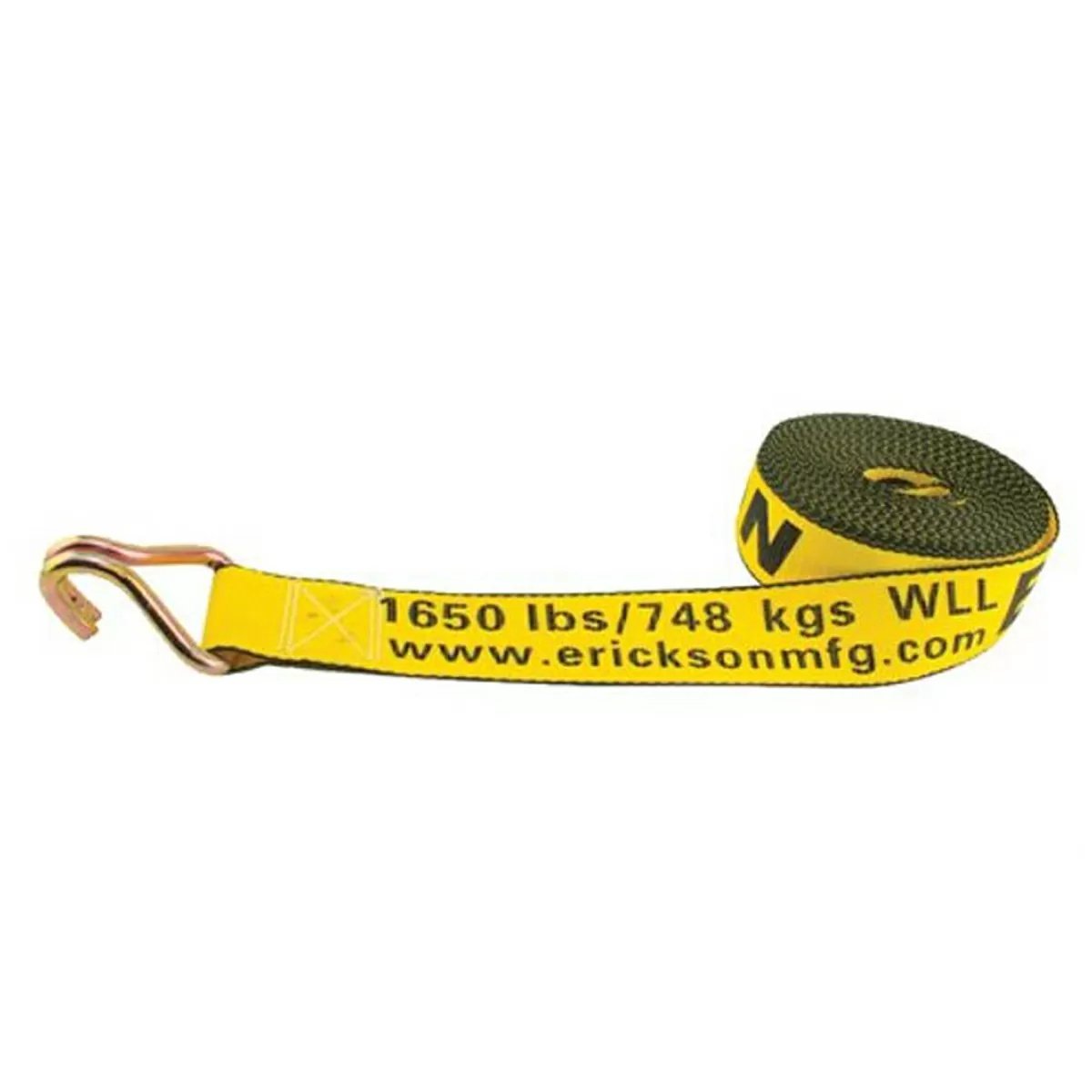 Erickson Manufacturing 2 x 27' Winch Strap with Double J Hooks - 5,000 lb Capacity - Heavy Duty Towing & Recovery Strap for Trucks, Trailers & Off-Road Vehicles