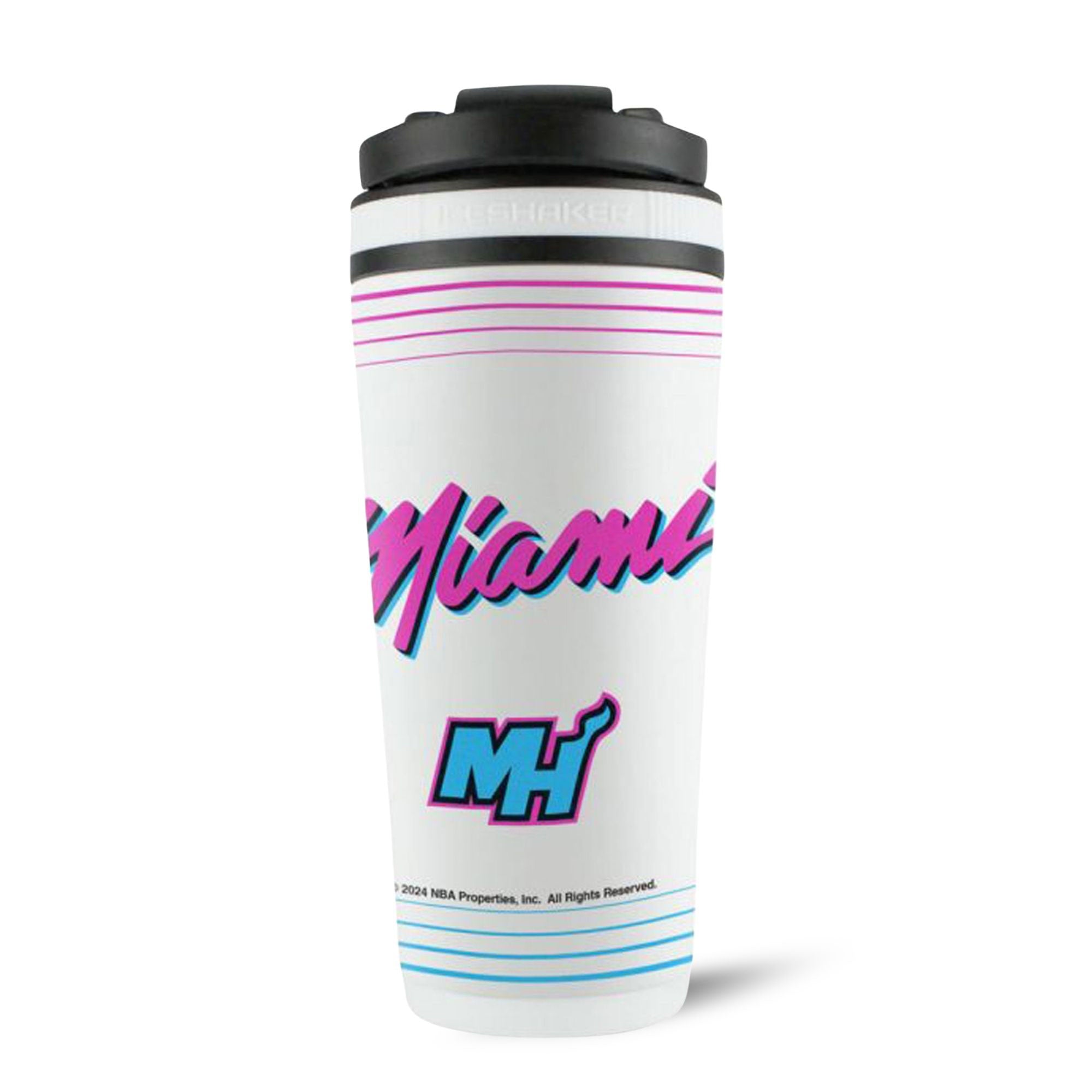 Miami Heat City Edition 4D Ice Shaker - NBA Team Insulated Water Bottle for Gym, Workout & Sports - Keeps Drinks Cold for 24 Hours - Perfect for Basketball Fans & Athletes