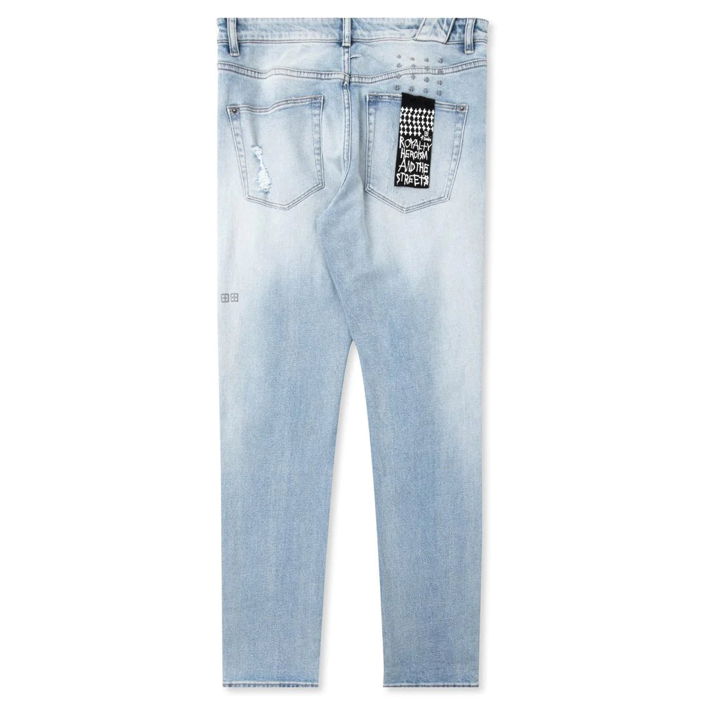 Chitch Punk Blue Thrashed Jeans for Men - Distressed Denim Pants with Ripped Details | Perfect for Streetwear, Concerts & Casual Outfits