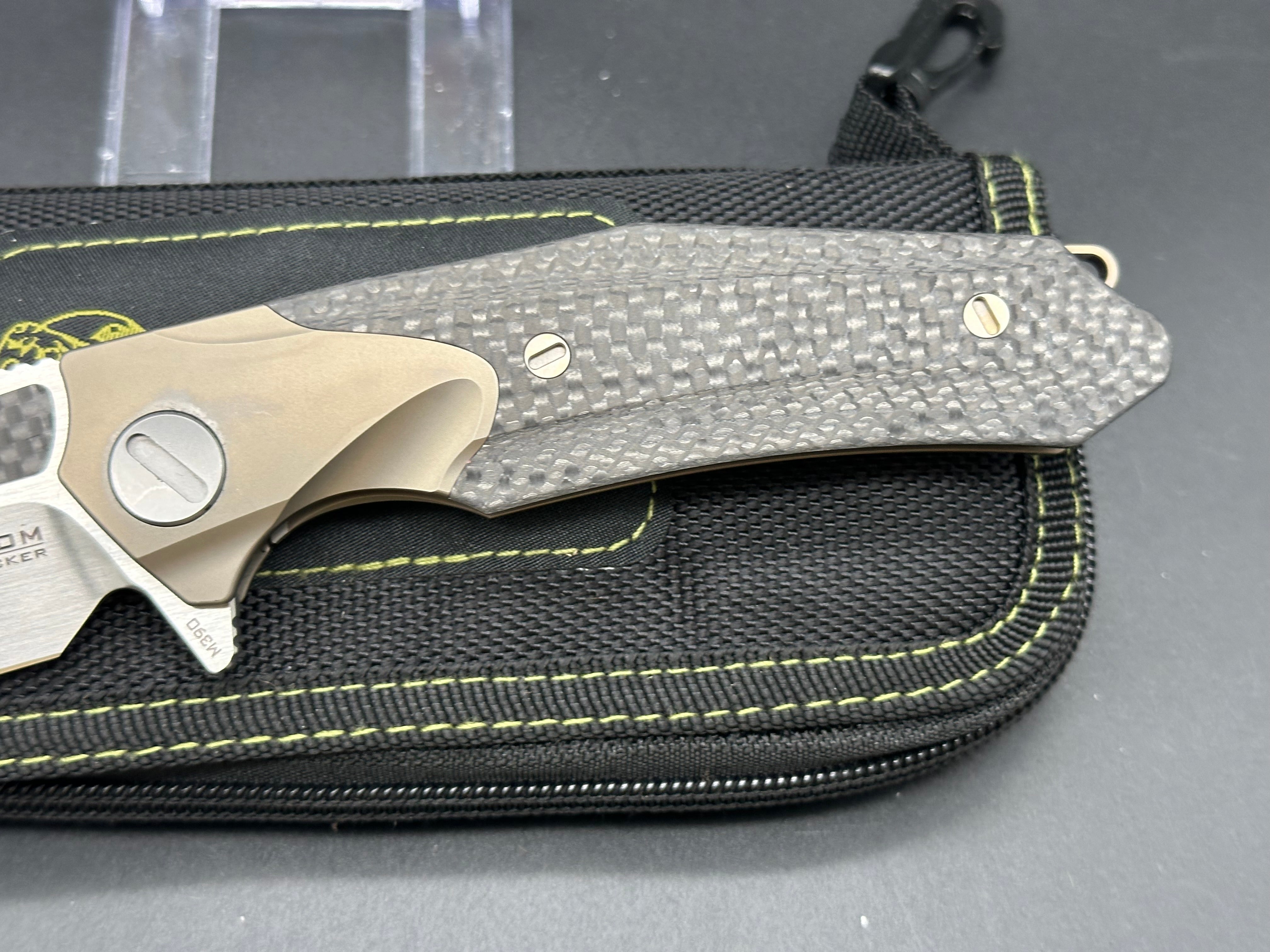 Kevin John Venom Attacker Titanium & Carbon Fiber Handle Folding Knife with M390 Steel Blade - EDC, Outdoor Survival, Camping, Hunting Gear