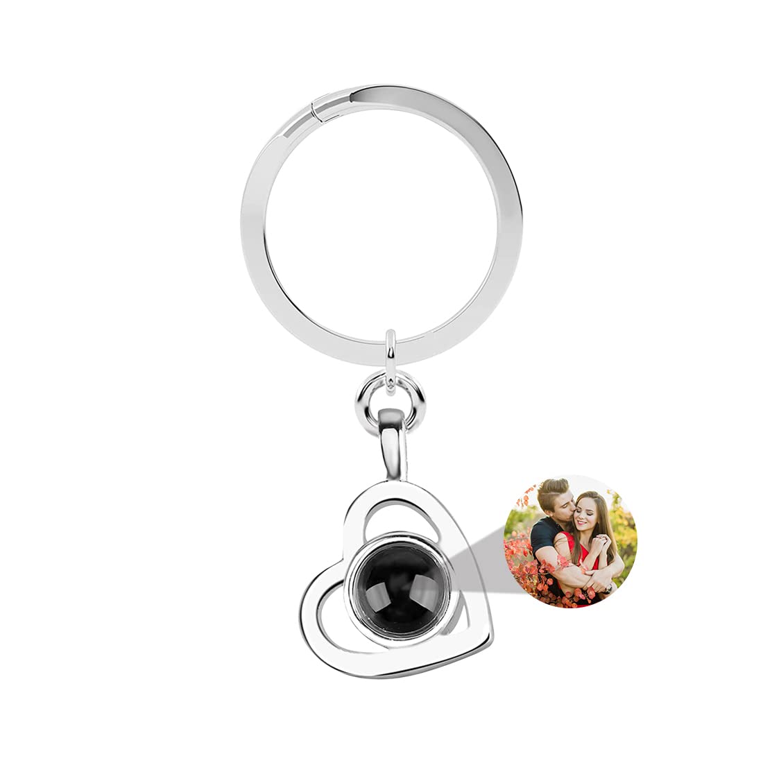 Custom Photo Projection Keychain - Personalized Heart Key Ring with Your Picture - Unique Gift for Women, Men, Couples - Perfect for Anniversaries, Birthdays, Valentine's Day & Romantic Occasions