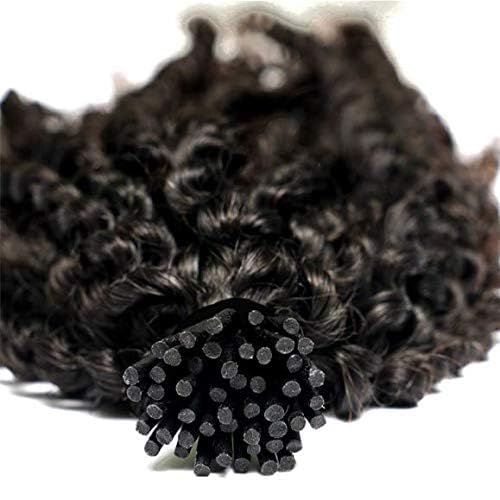 Kinky Curly I-Tip Human Hair Extensions - 100% Brazilian Remy Hair, Soft Curly Microlinks Fusion Stick, Pre-Bonded 100 Strands (24 Inch, 100g, #2 Darkest Brown) - Perfect for Natural-Looking Volume & Length for Parties, Weddings & Everyday Styling